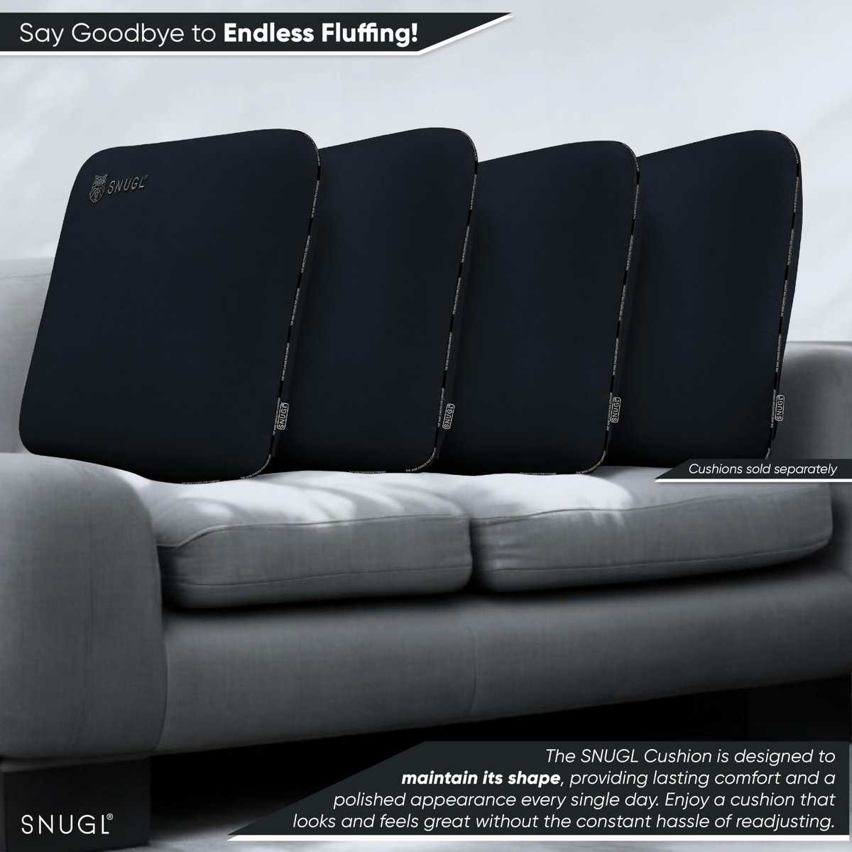 Cojín de Sofá de Espuma Viscoelástica SNUGL -Gris Oscuro - Imagen 6