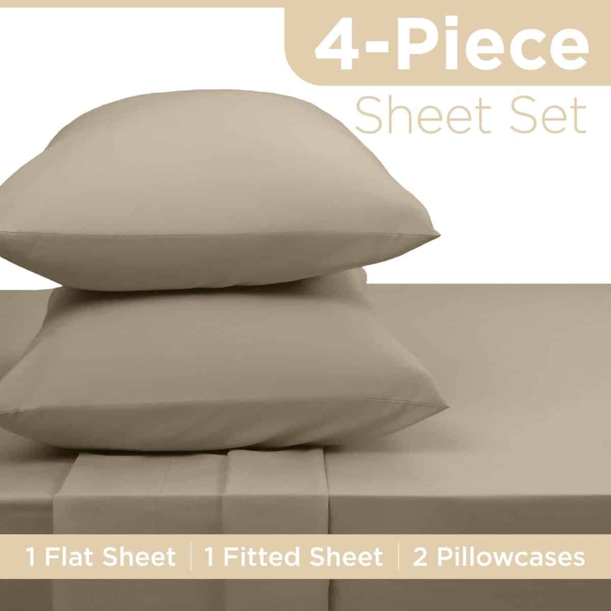 Juego de Sábanas de 4 Piezas para Cama King de Mezcla de - Imagen 3