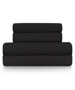Juego de Sábanas de 4 Piezas de Mezcla de -Negro