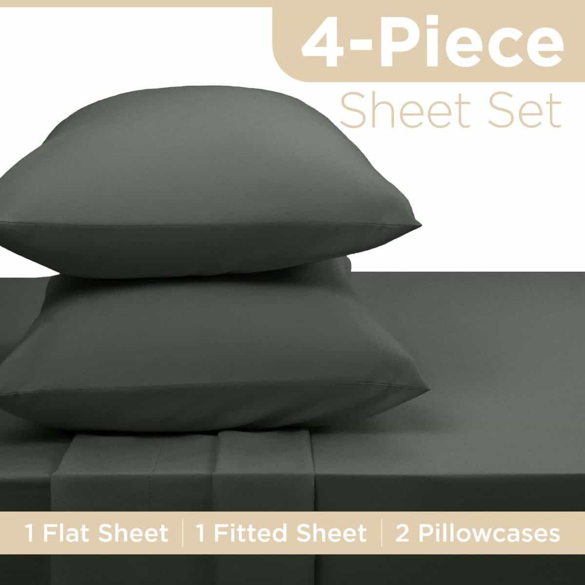 Juego de Sábanas de Algodón Mezclado de 4 Piezas Queen | - Imagen 3