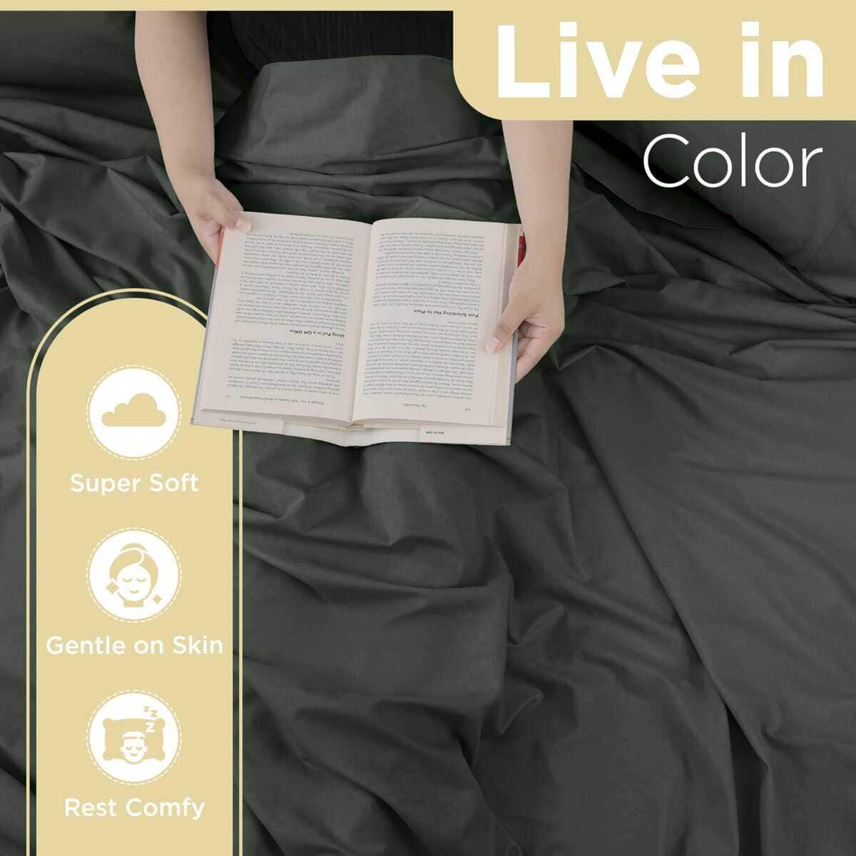 Juego de Sábanas de Algodón Mezclado de 4 Piezas Queen | - Imagen 6