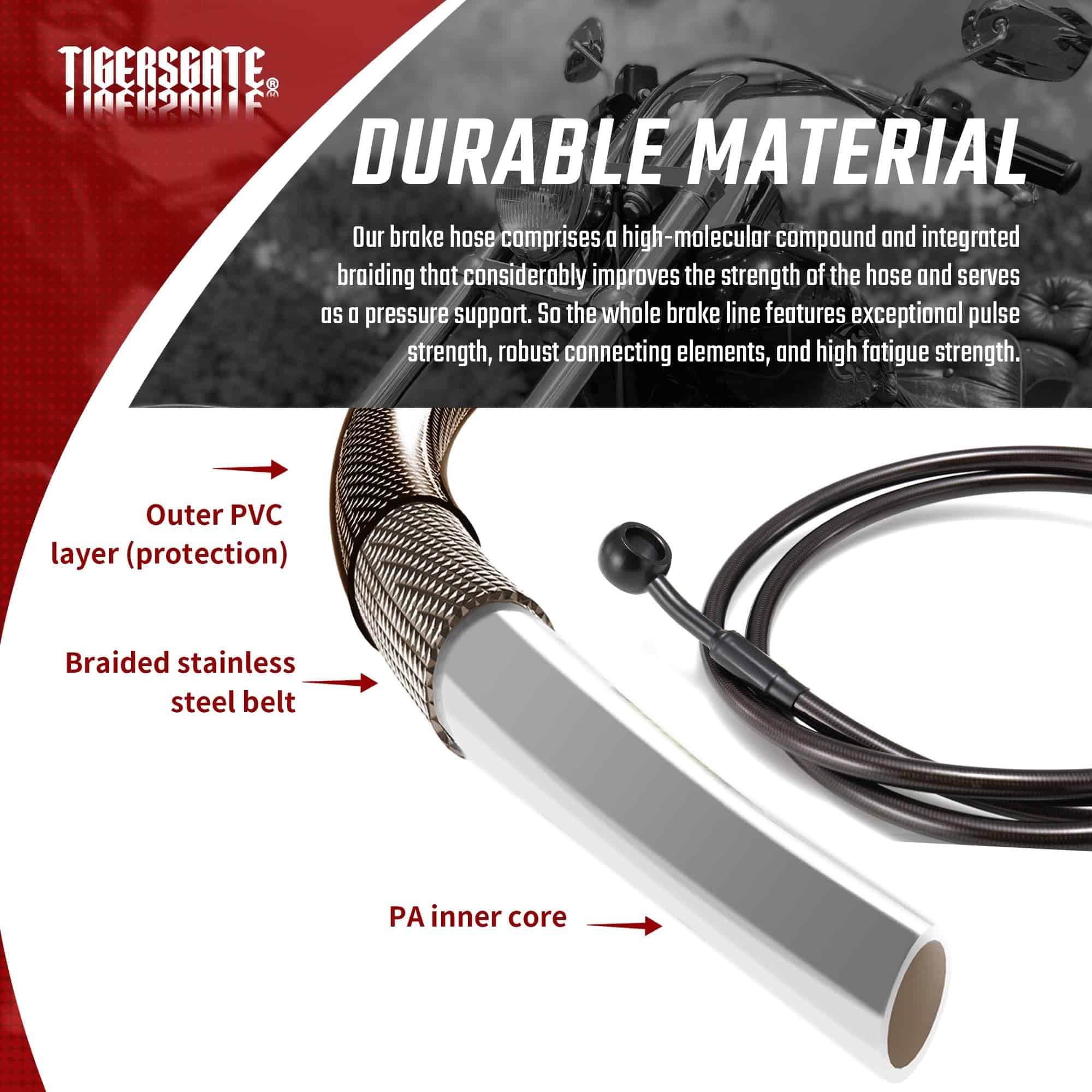 TIGERSGATE Dyna/Softail Ape Hangers Extended Front Brake - Imagen 6