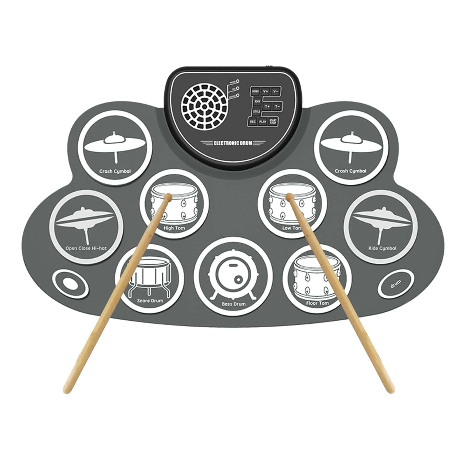 Set de Batería Eléctrica 9 pcs para Niños - Práctica de