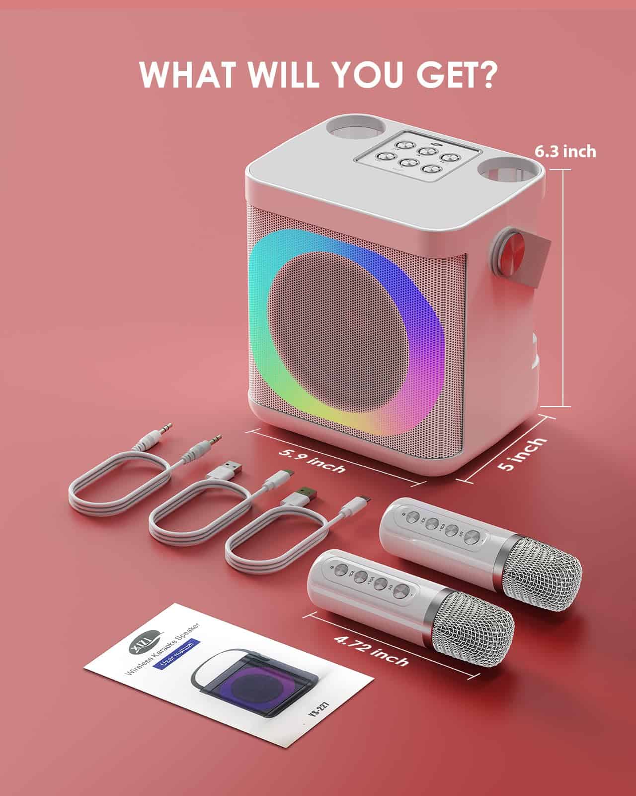 Máquina de Karaoke con 2 Micrófonos Inalámbricos para - Imagen 6