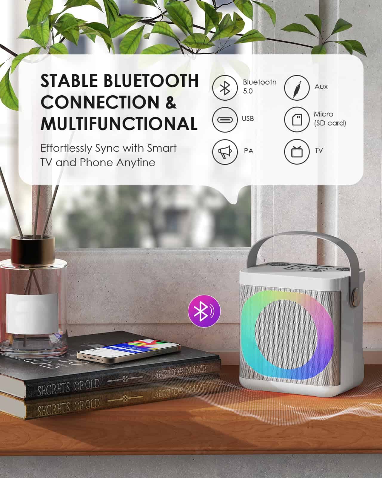 Máquina de Karaoke con 2 Micrófonos Inalámbricos para - Imagen 4