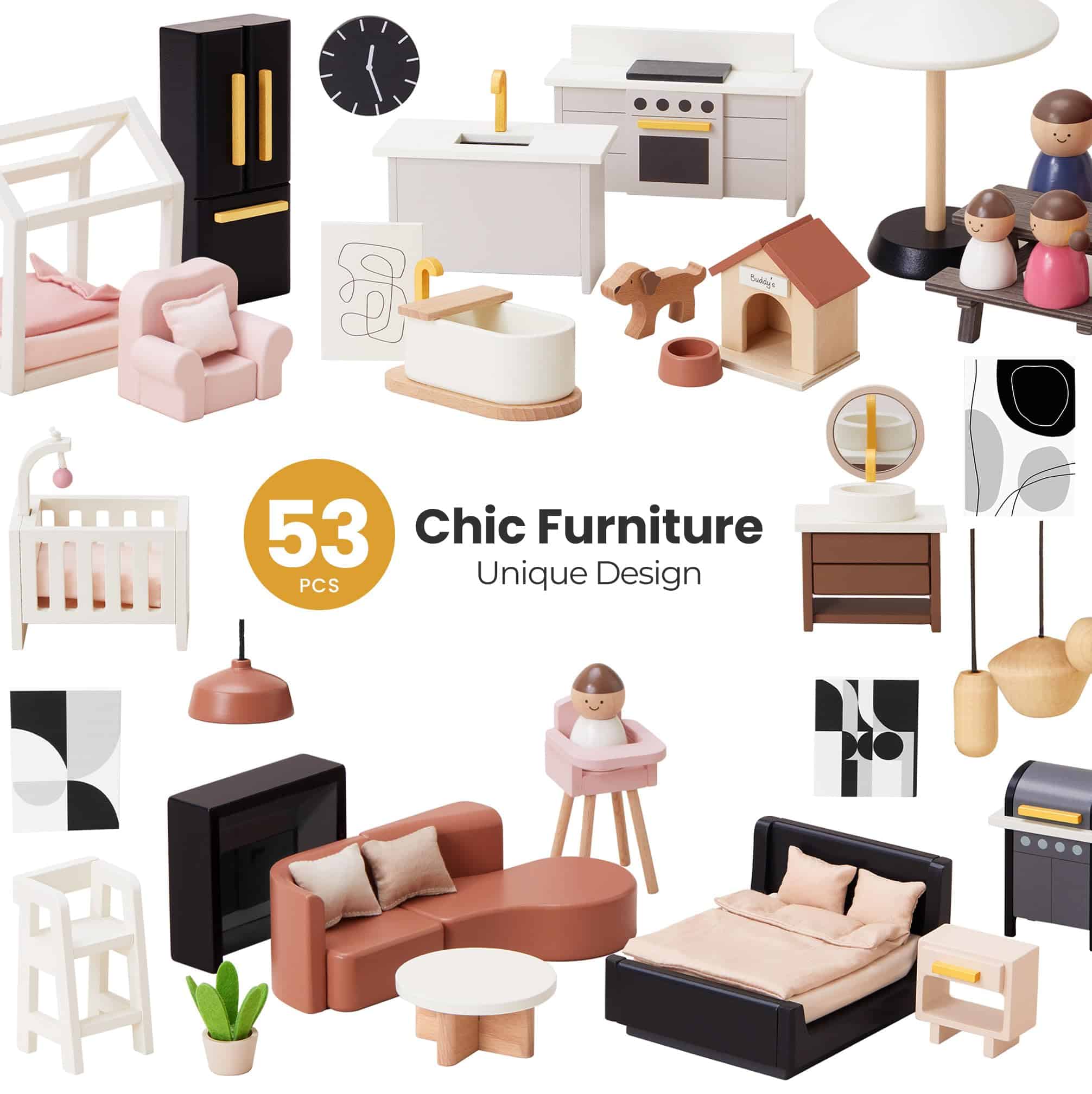 Casa de Muñecas Tiny Land, Casa de Muñecas Familiar Moderna - Imagen 6