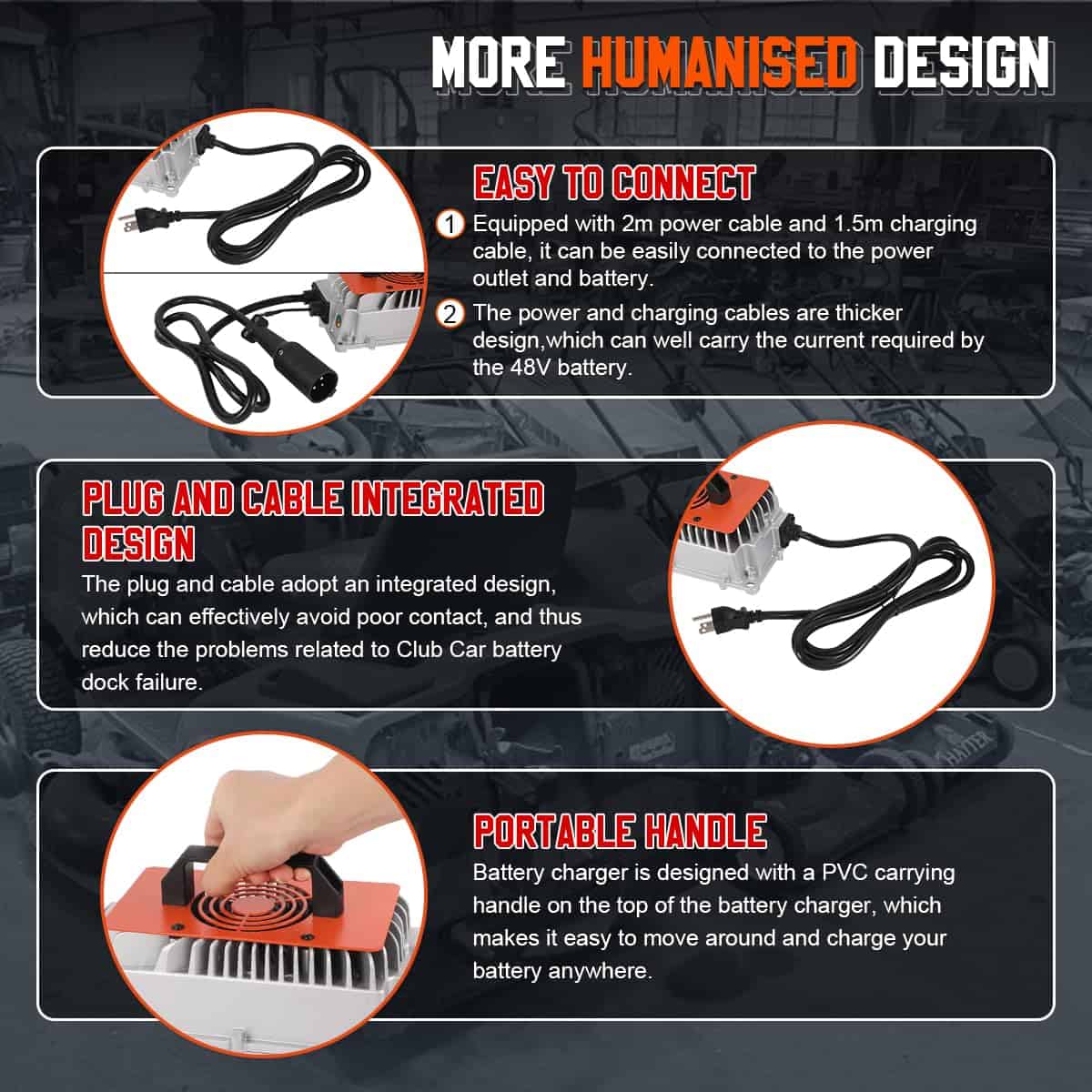 Cargador de batería para carrito de golf de 48V 18A para - Imagen 8