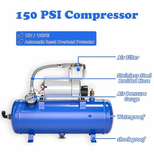 Compresor de Aire de 150PSI 12V con Tanque 1.59 Galones, - Imagen 6