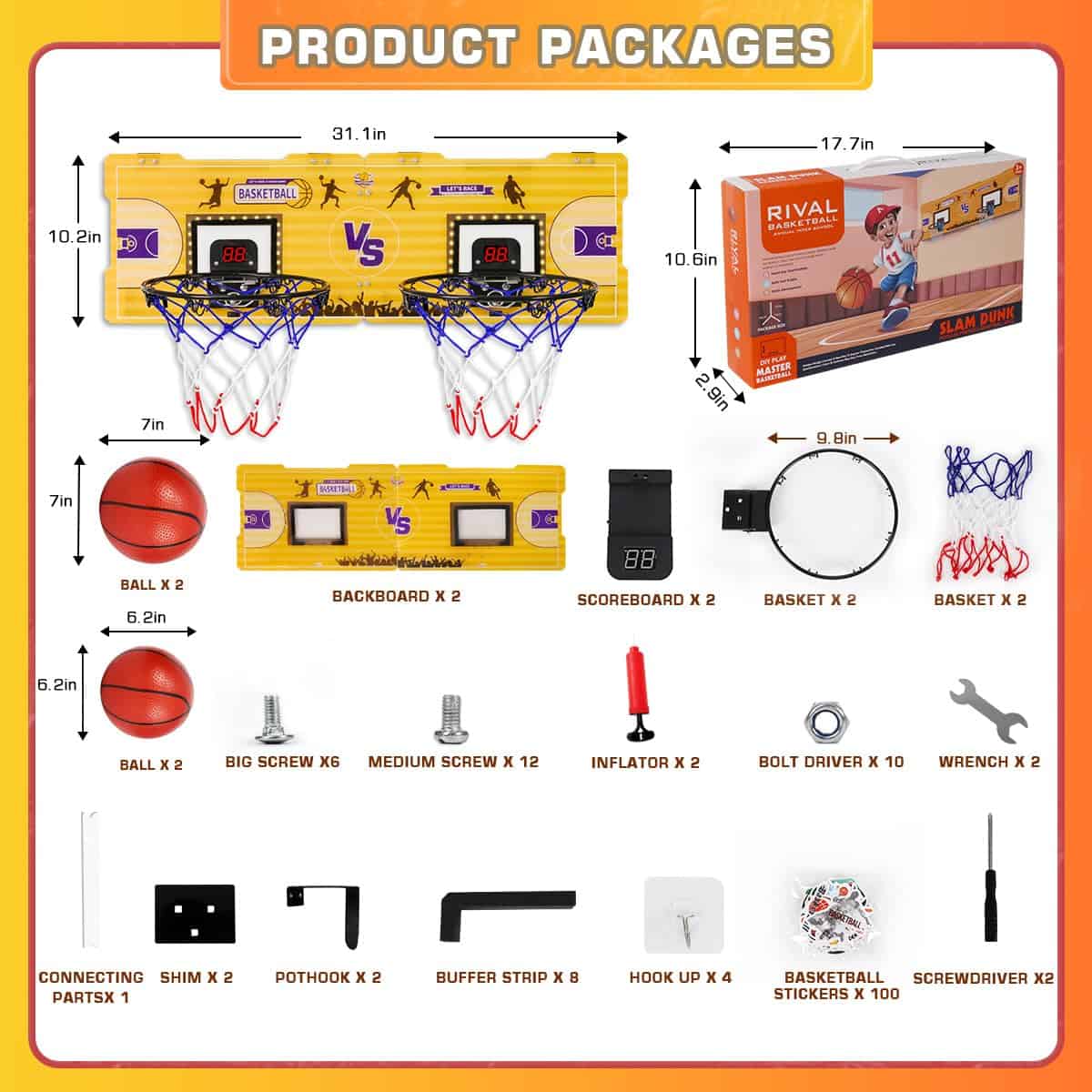 Canasta de Baloncesto para Interiores FBSPORT, Canasta de - Imagen 9