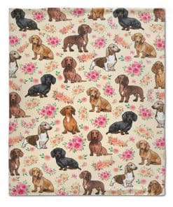 Manta de Perro Florals Dachshund, Regalos de Dachshund para
