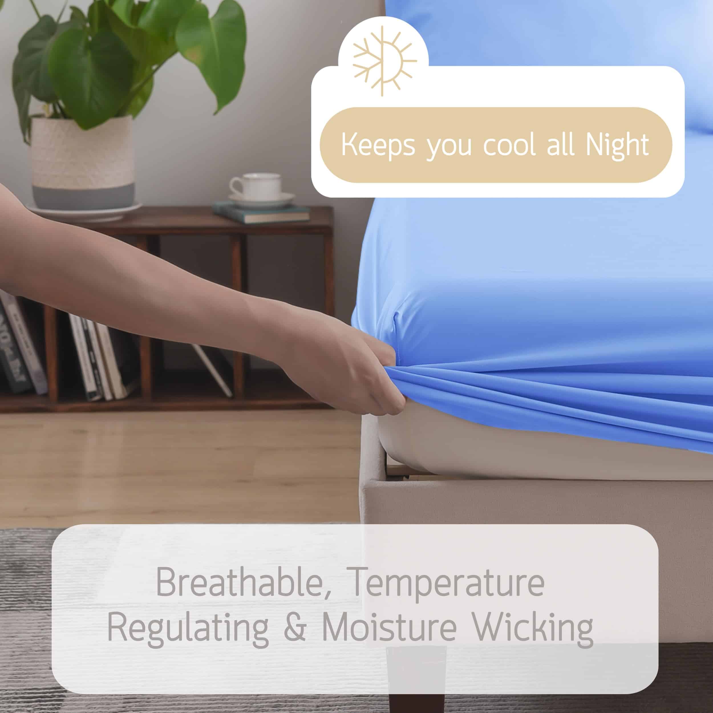 Juego de Sábanas 100% Eucalipto Tencel -Azul Bebé - Imagen 8