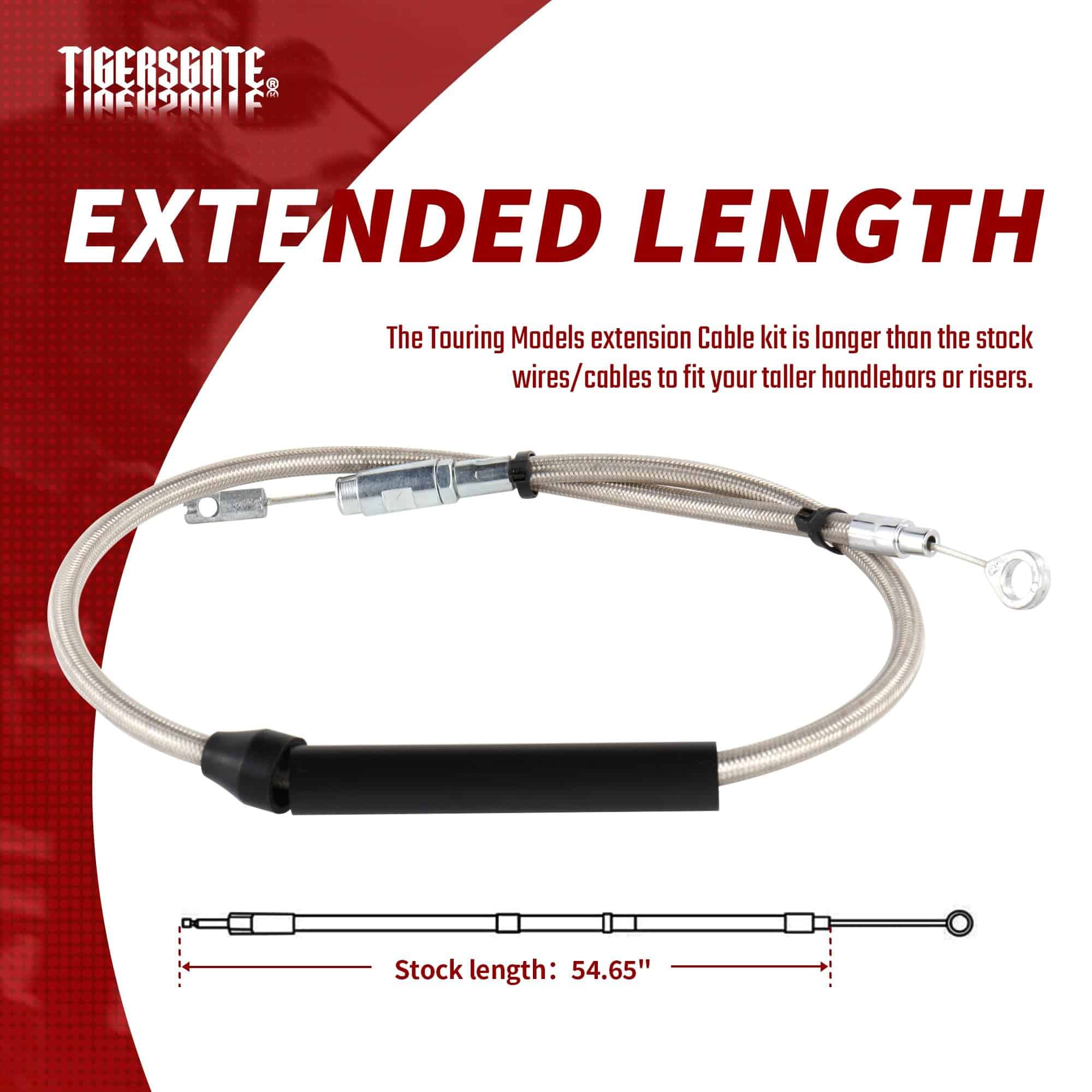 Cable de Embrague de Mango de 14" de Tigersgate de 51.18" - Imagen 3