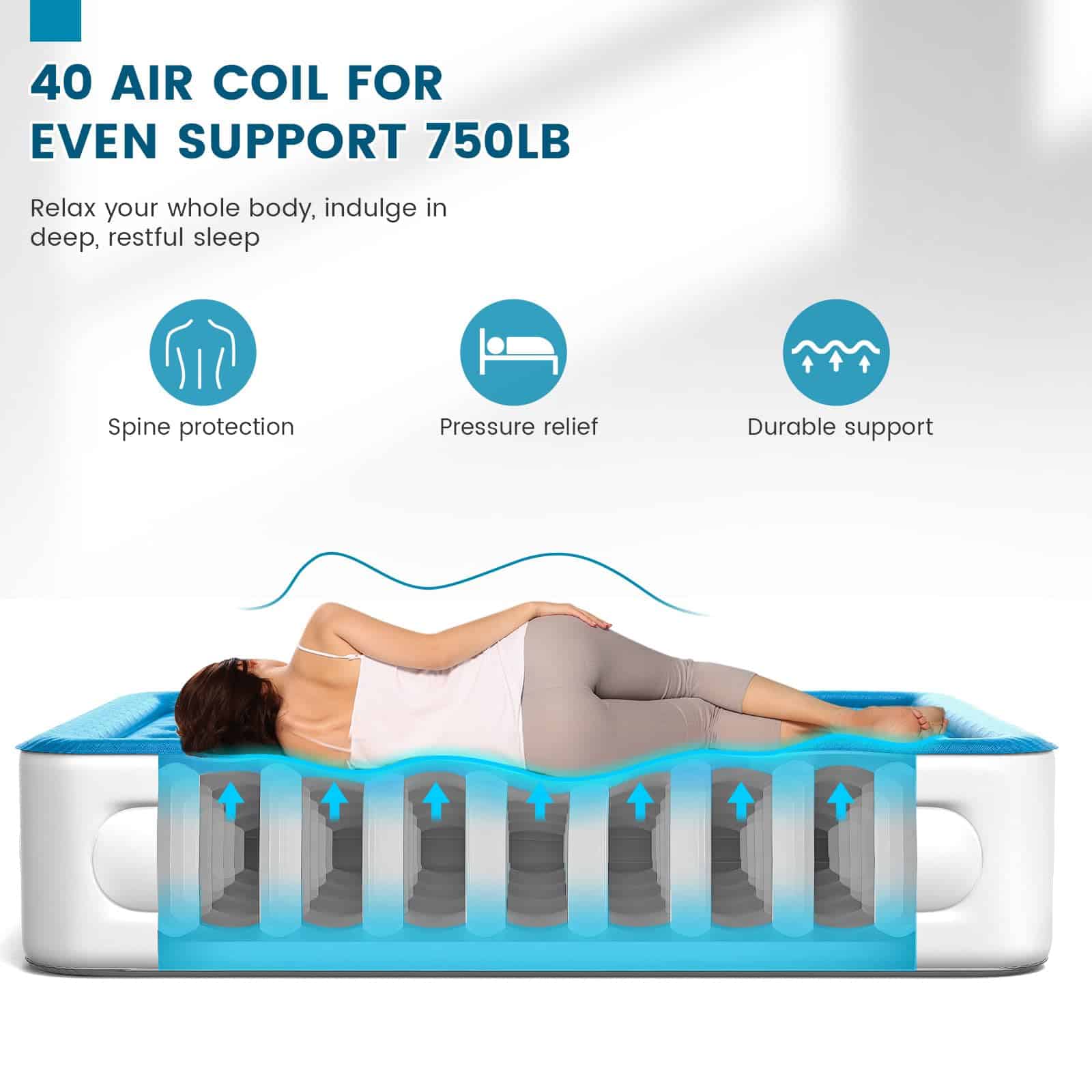 Colchón de Aire de Lujo SULDUO Queen con Bomba -Azul - Imagen 3