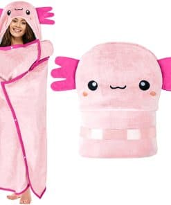 Manta con capucha portátil de Axolote para -Rosa claro
