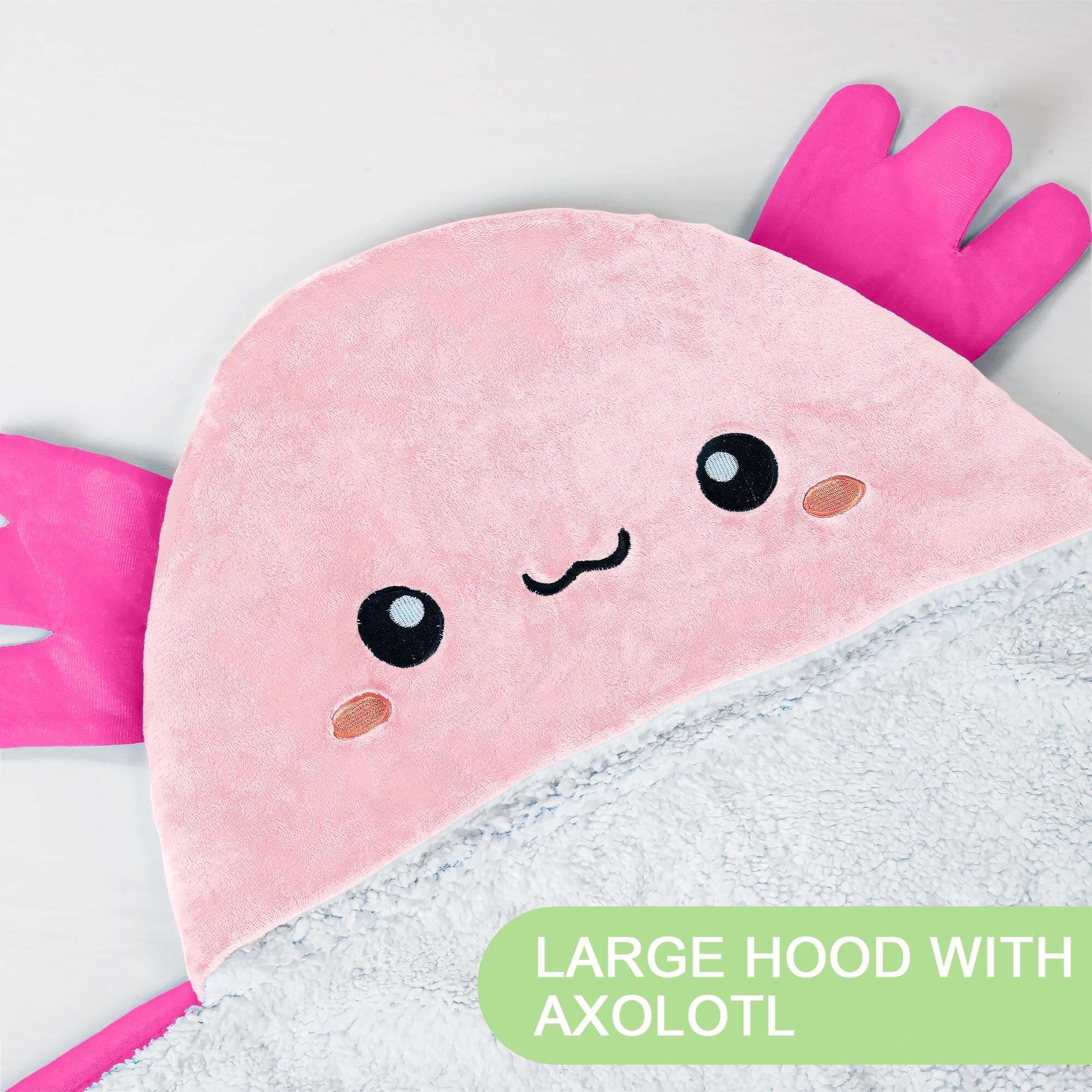 Manta con capucha portátil de Axolote para -Rosa claro - Imagen 3