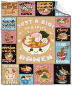 Manta de lana Cute Ramen para regalo para chicas chicos