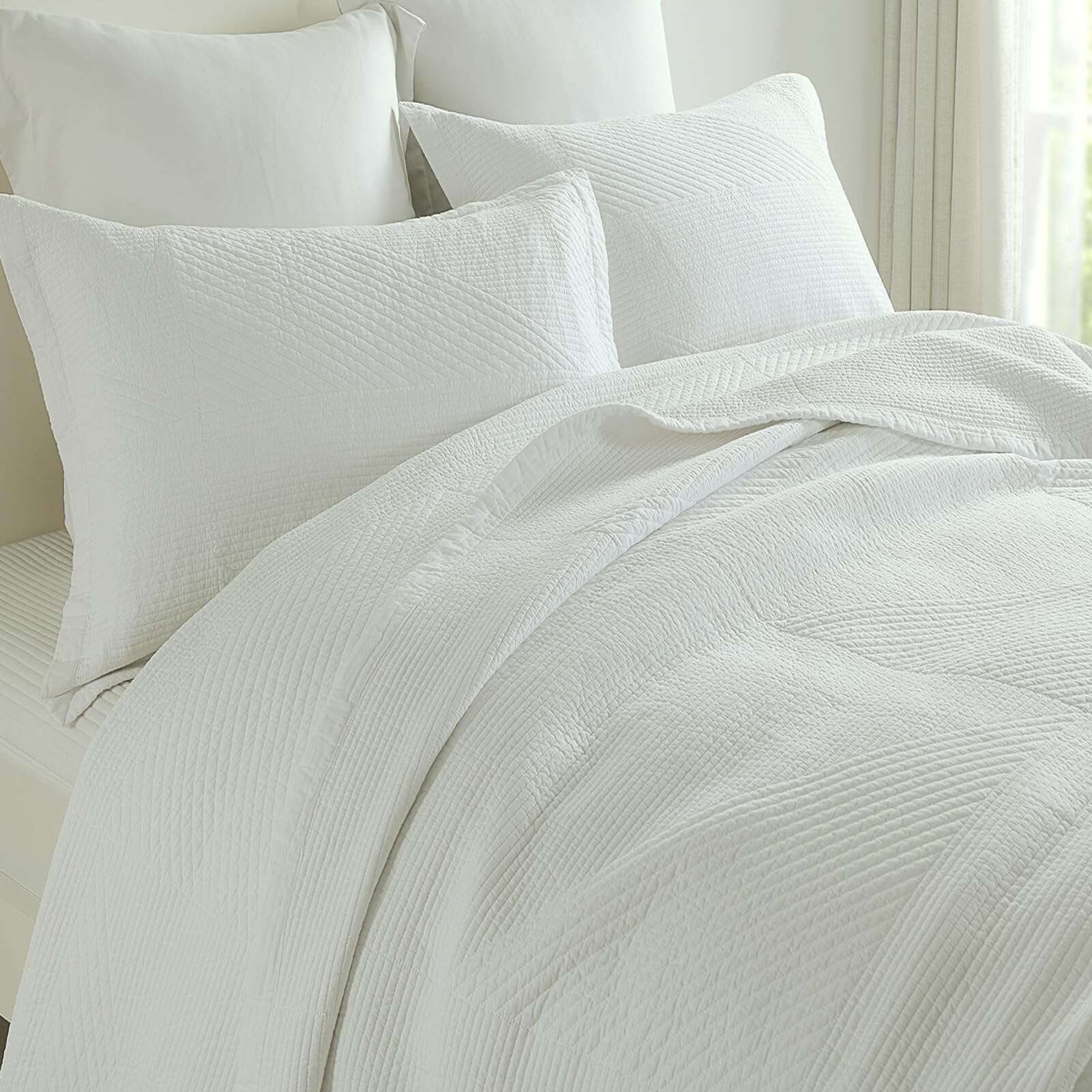 Edredón Queen Size de Algodón 100%, Color Blanco Sólido