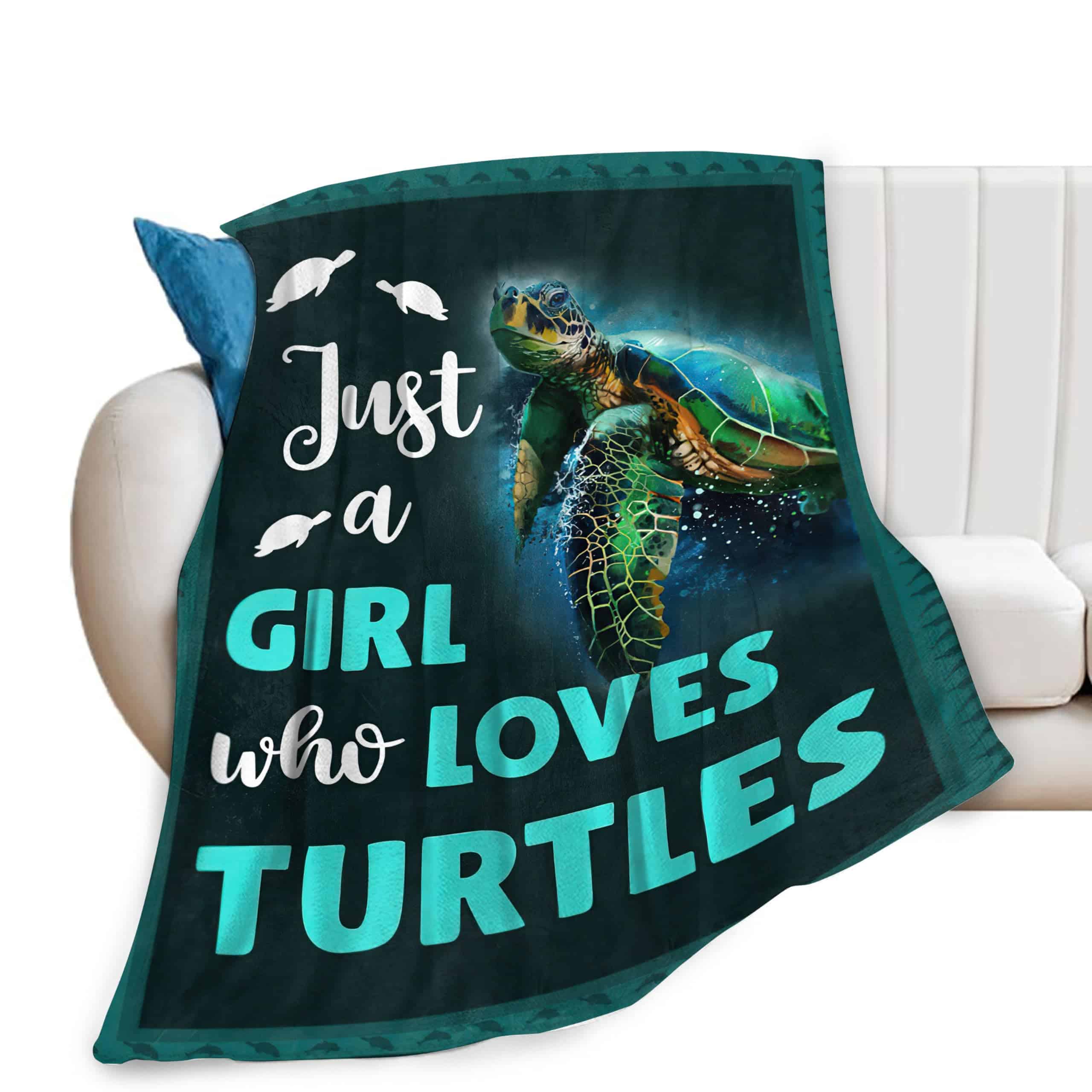 Manta de Tortugas de Mar Teal Just A Girl Who Loves Turtle