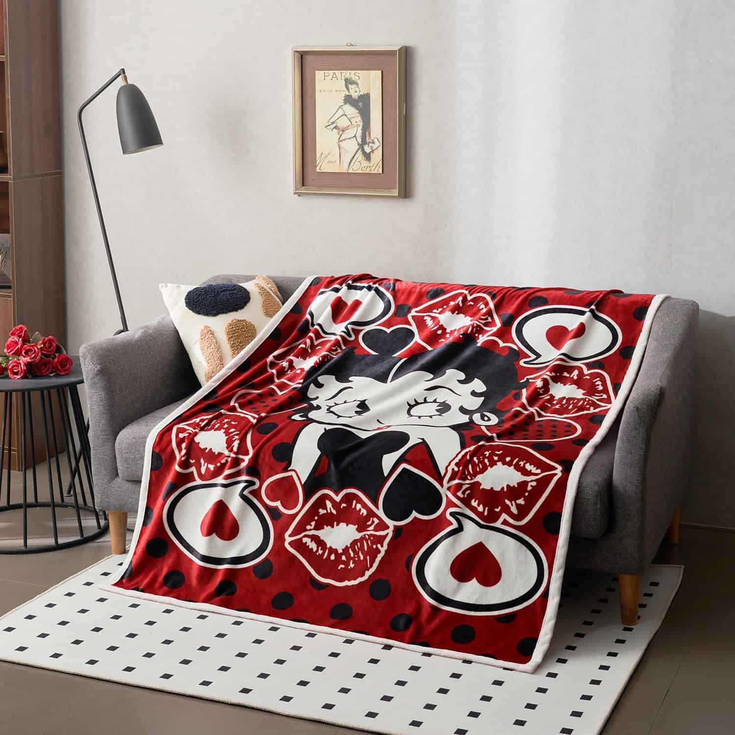 Manta de cama de felpa Betty Boop, impresión digital HD