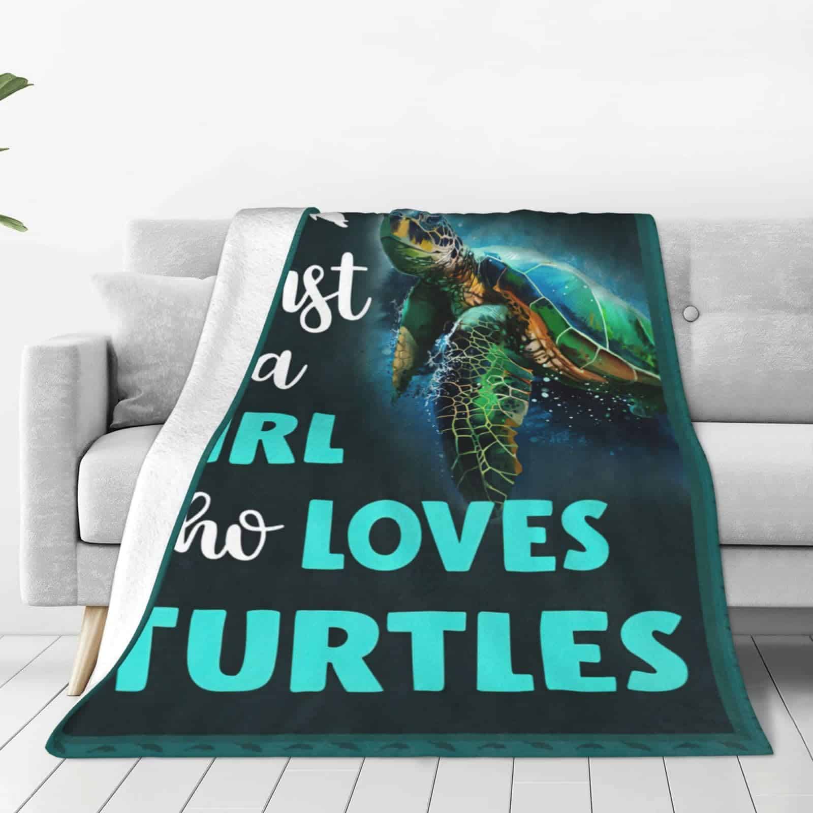 Manta de Tortugas de Mar Teal Just A Girl Who Loves Turtle - Imagen 3