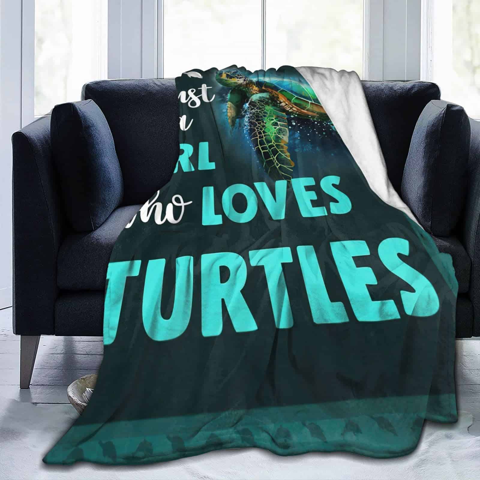 Manta de Tortugas de Mar Teal Just A Girl Who Loves Turtle - Imagen 4