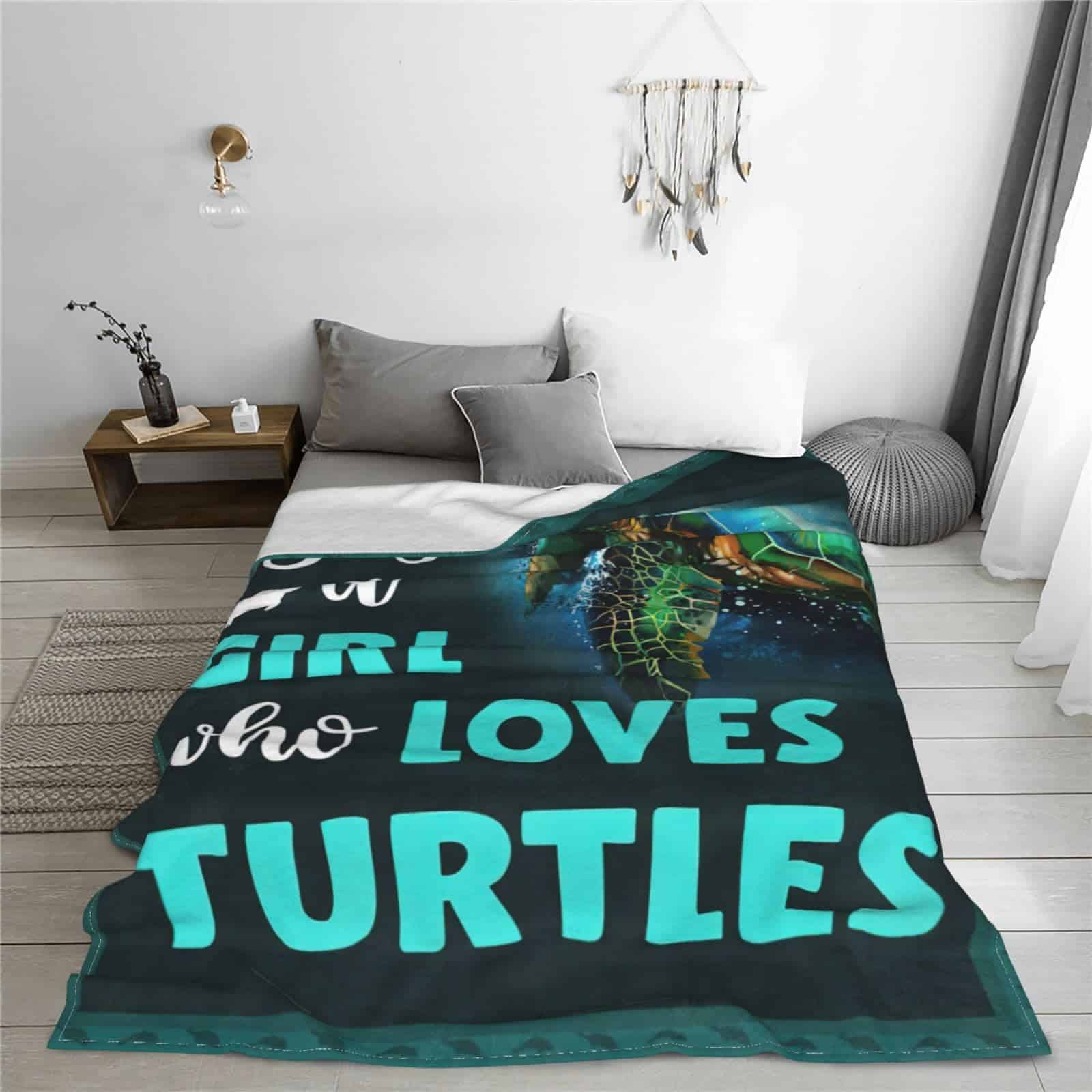 Manta de Tortugas de Mar Teal Just A Girl Who Loves Turtle - Imagen 6