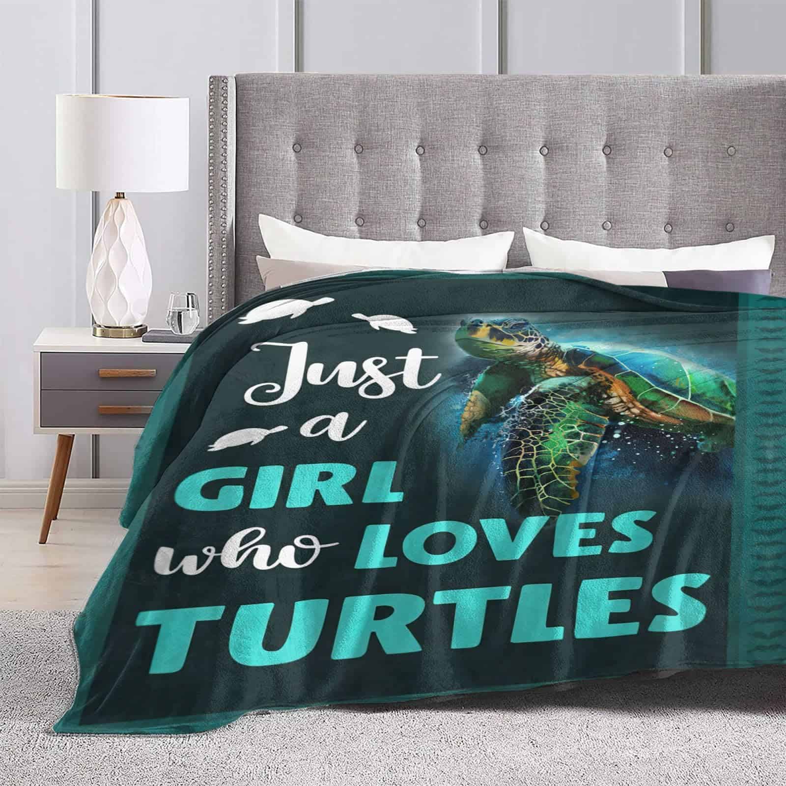 Manta de Tortugas de Mar Teal Just A Girl Who Loves Turtle - Imagen 7