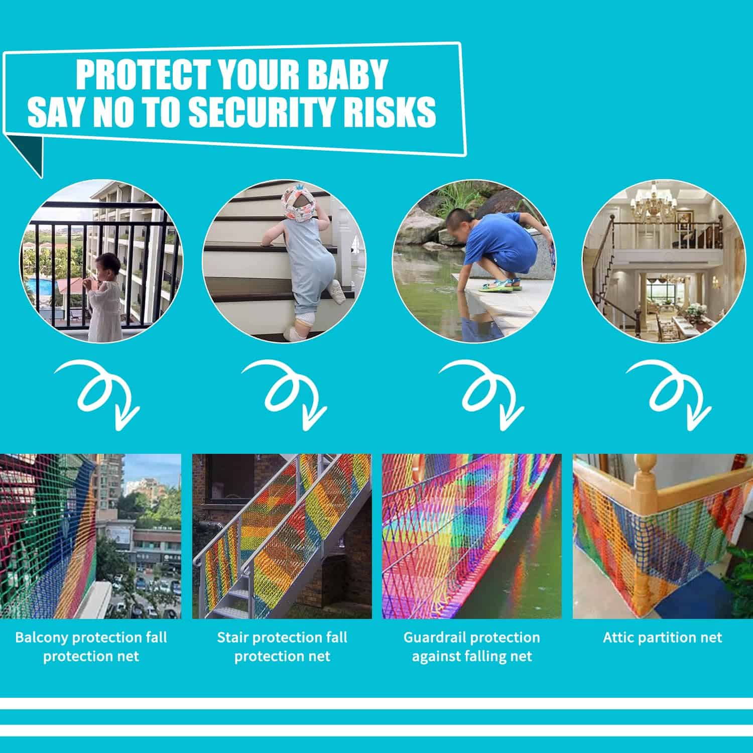 Red de Carga de Escalada Bunifa para Niños Red -Multicolor - Imagen 6