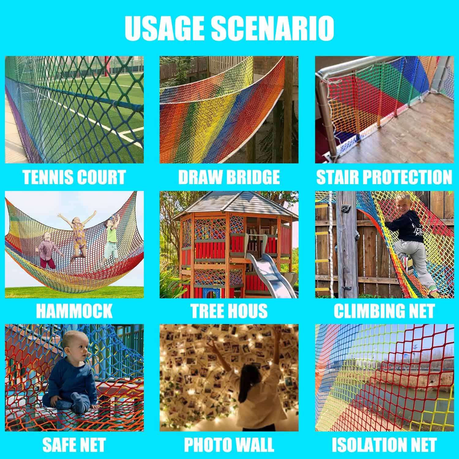 Red de Carga de Escalada Bunifa para Niños Red -Multicolor - Imagen 7