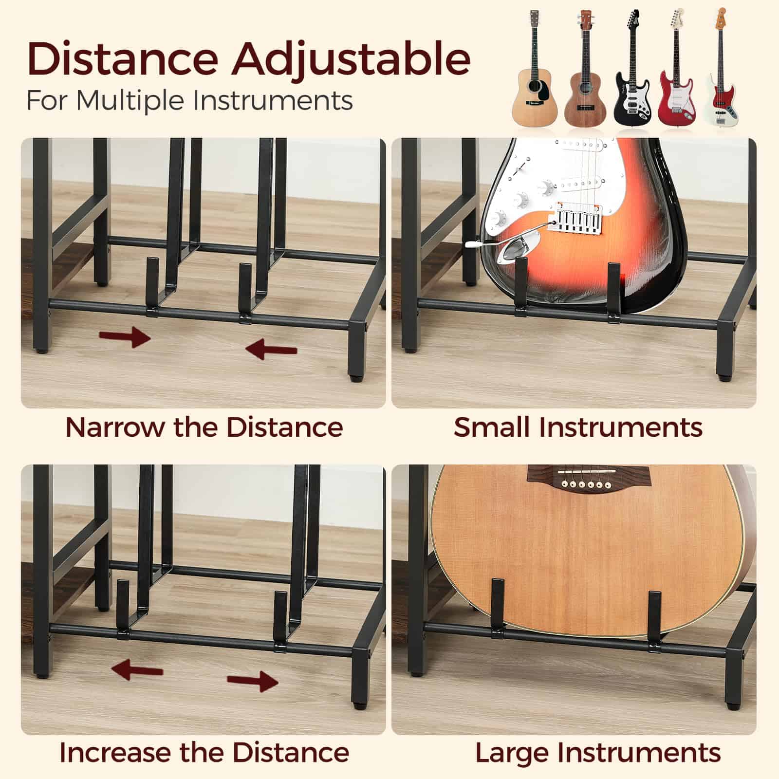 Soporte de guitarra MAHANCRIS para 4 guitarras acústicas, - Imagen 5