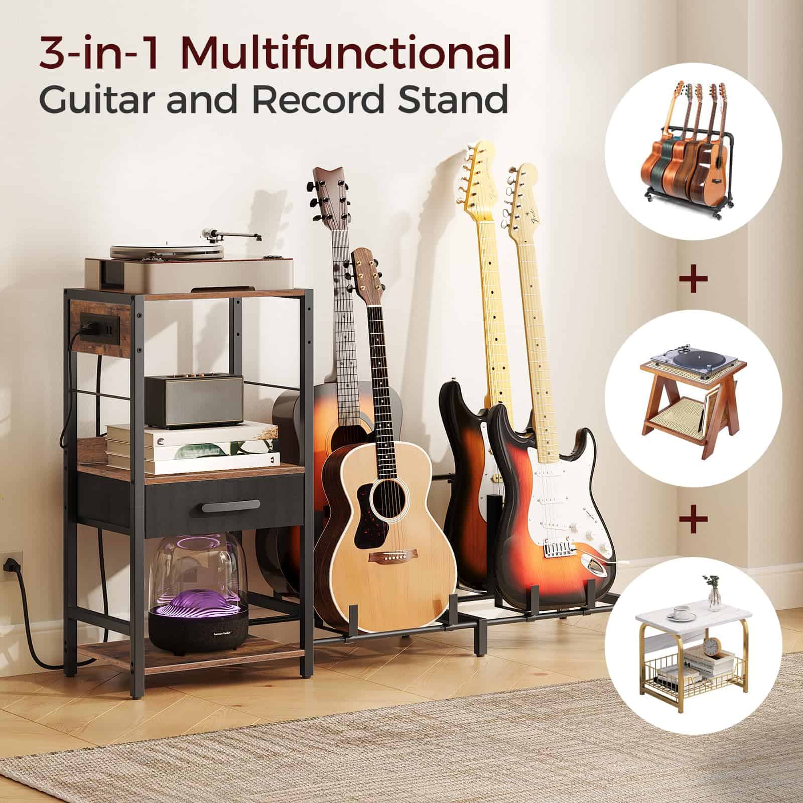 Soporte de guitarra MAHANCRIS para 4 guitarras acústicas, - Imagen 3