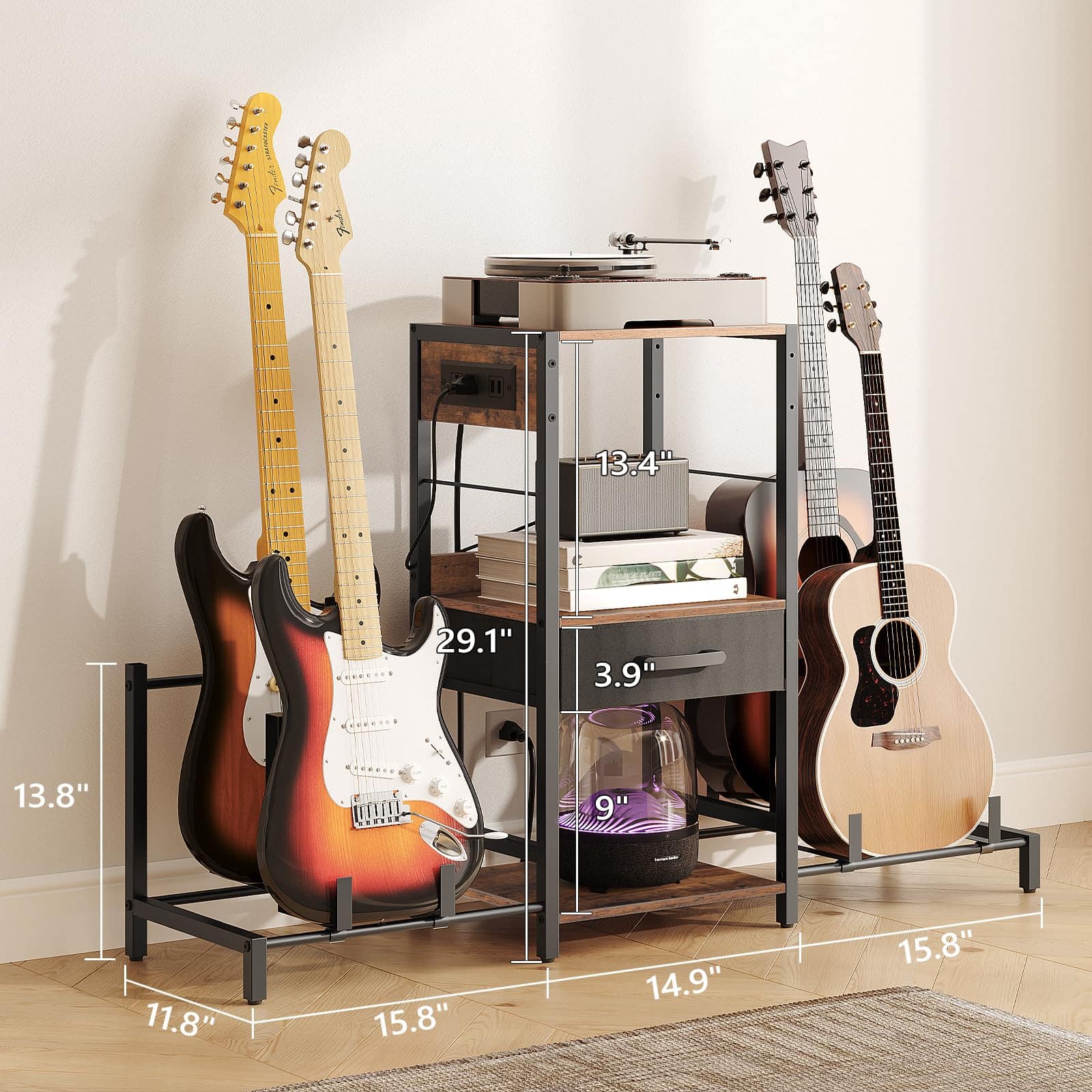 Soporte de guitarra MAHANCRIS para 4 guitarras acústicas, - Imagen 4