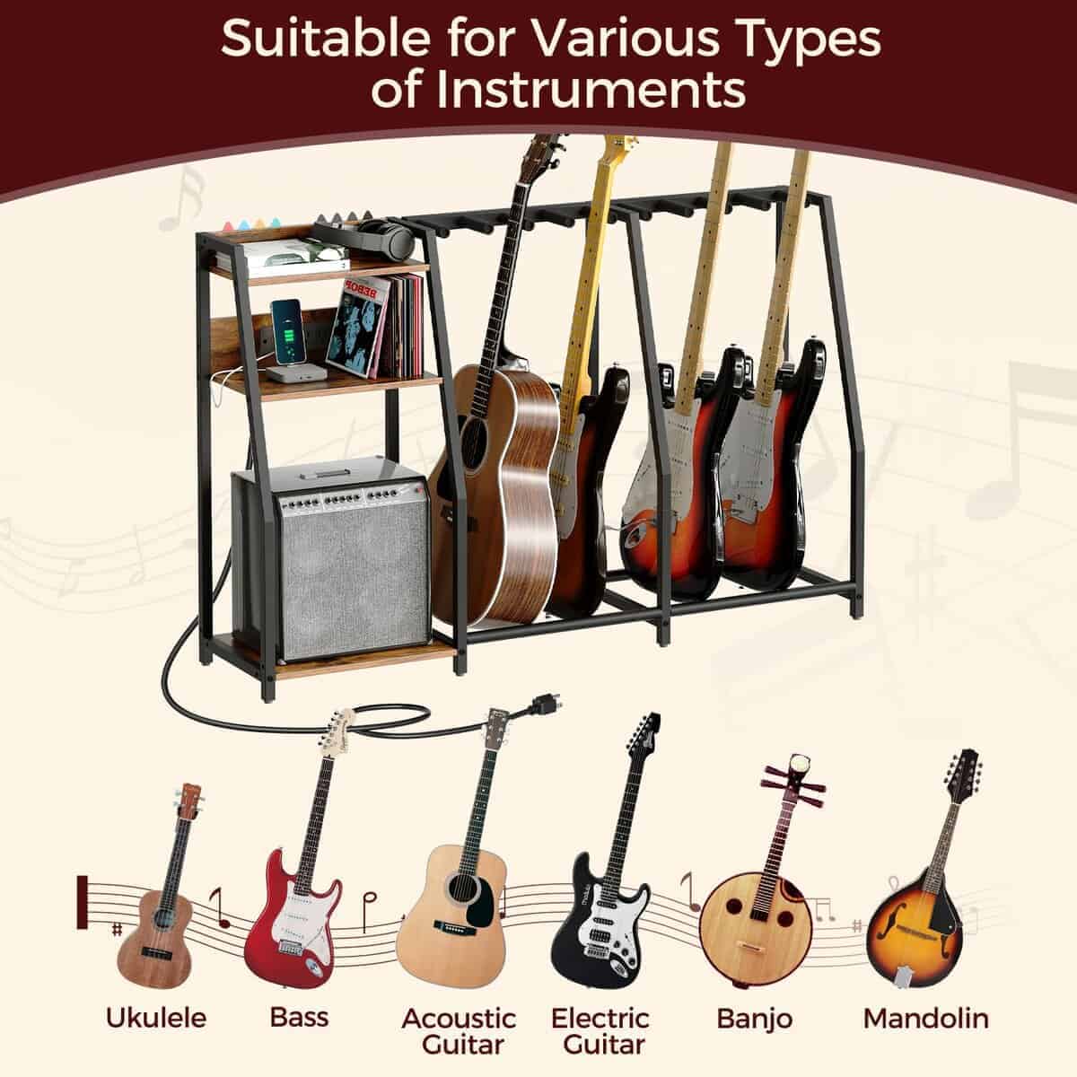 Soporte de guitarra MAHANCRIS para guitarra eléctrica, - Imagen 5