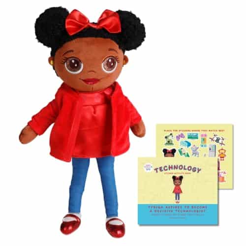 Muñeca de Tela Tyriqa La Tecnóloga de 15 Pulgadas con Libro