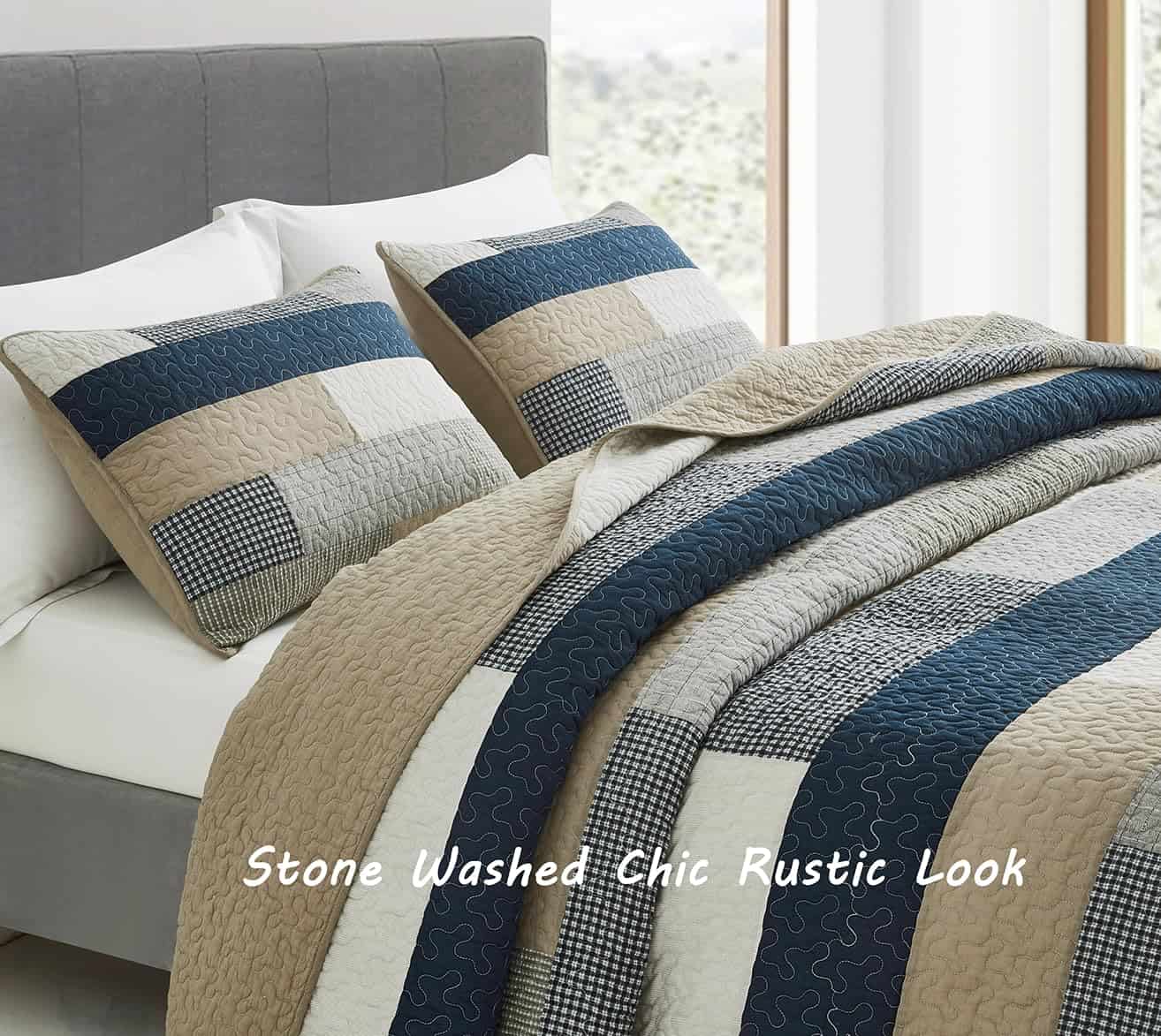 Chezmoi Collection Dylan 2-Piezas Azul Marino Blanco Gris - Imagen 5