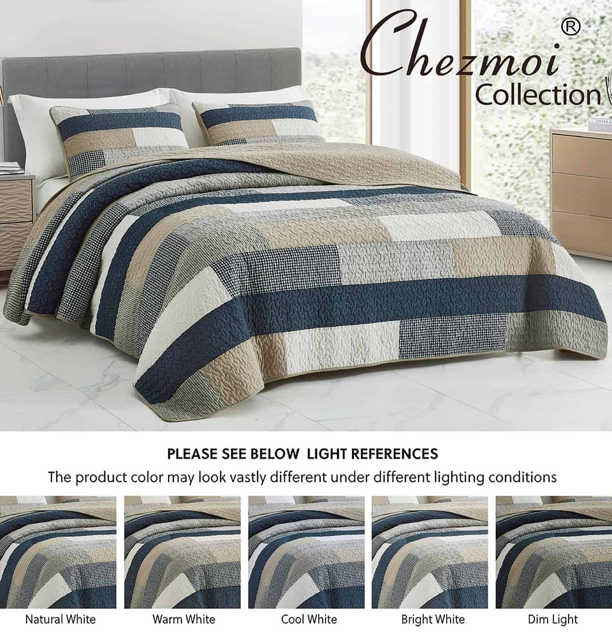 Chezmoi Collection Dylan 2-Piezas Azul Marino Blanco Gris - Imagen 6