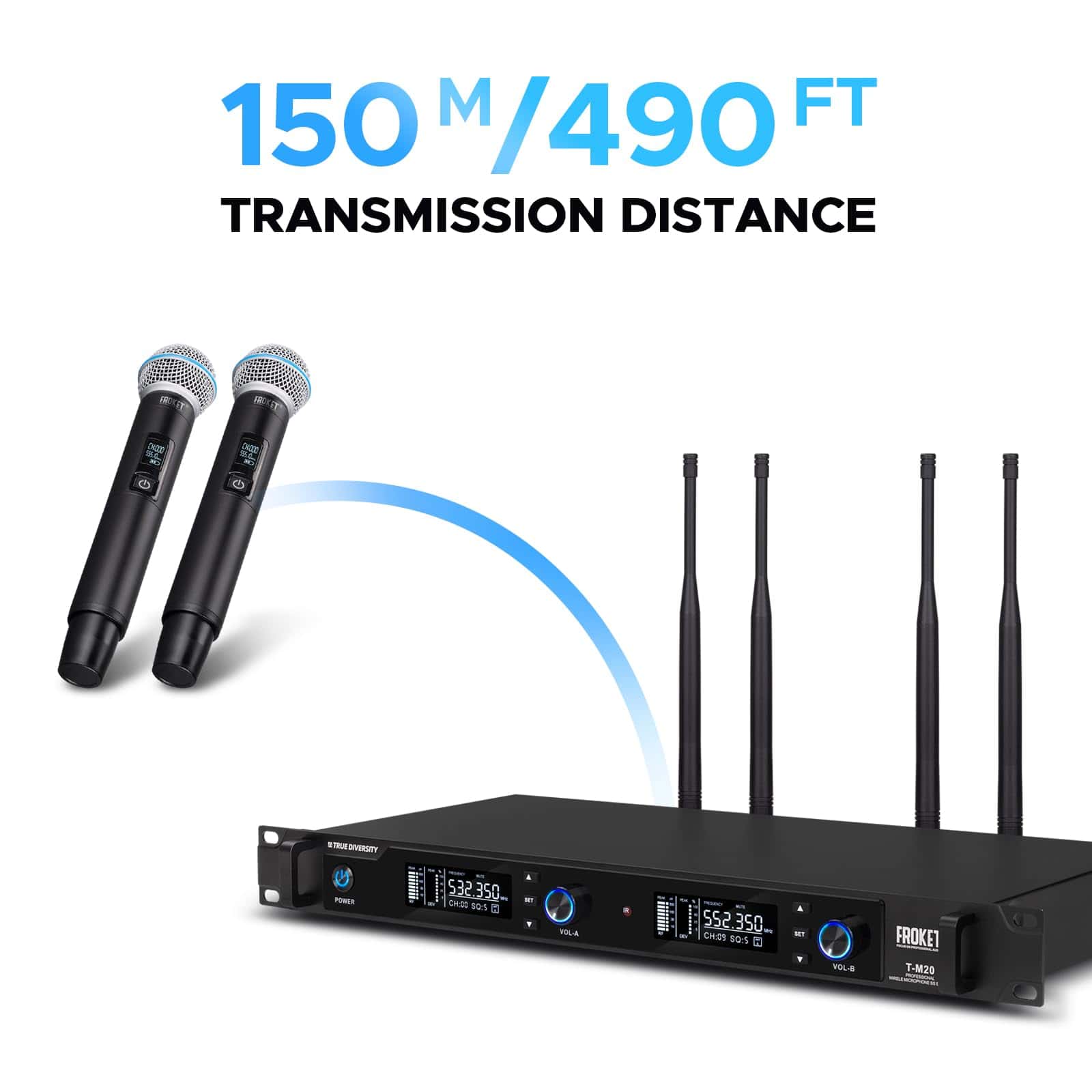 Sistema de micrófono inalámbrico con 4 antenas Froket, Pro - Imagen 4