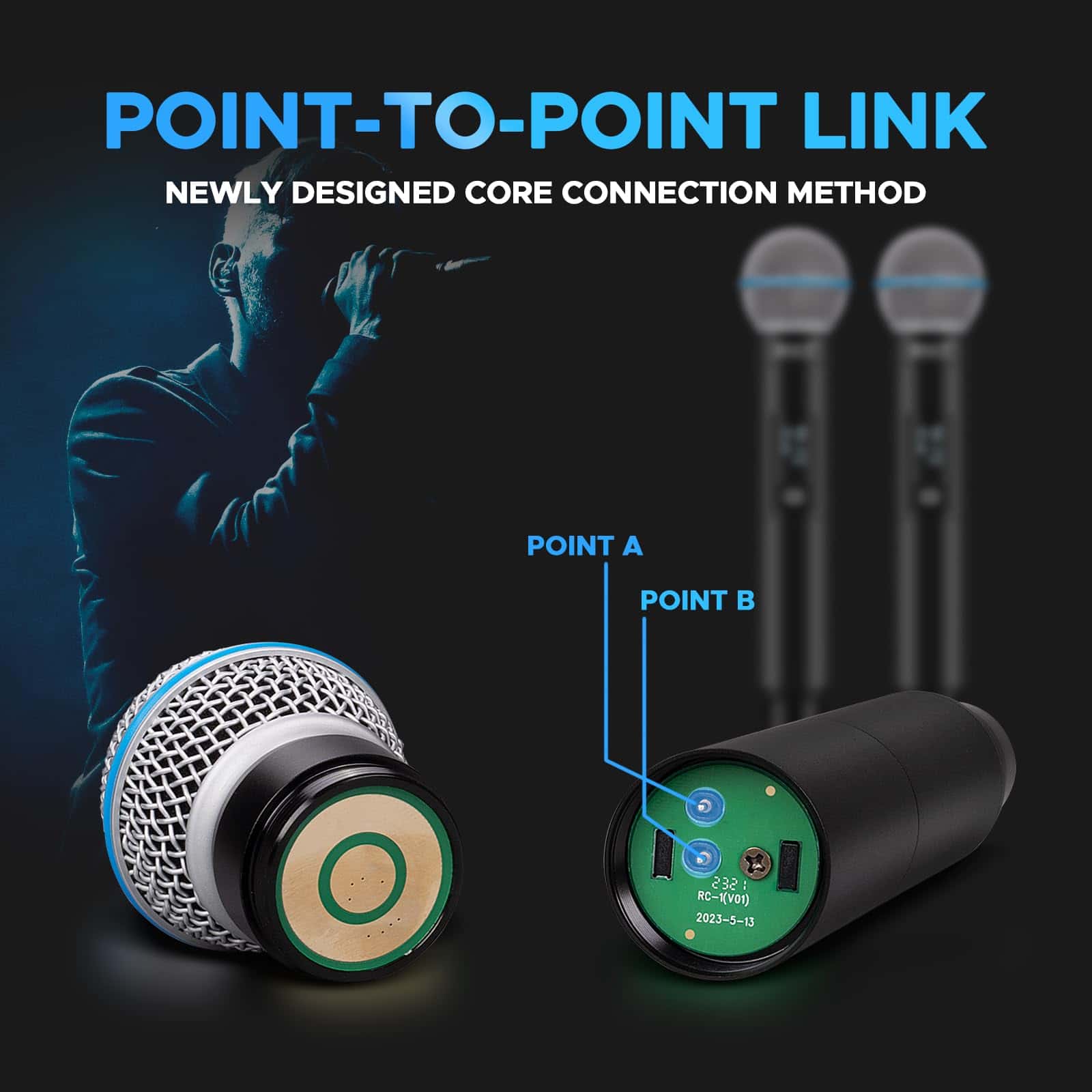Sistema de micrófono inalámbrico con 4 antenas Froket, Pro - Imagen 8