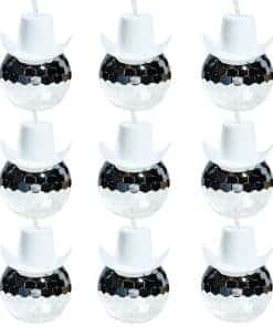 Copas de Sombrero Vaquero Disco Blanco con Bola de
