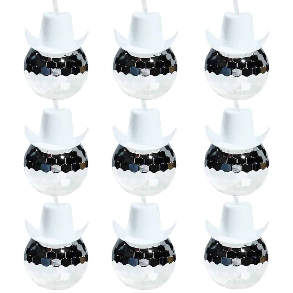 Copas de Sombrero Vaquero Disco Blanco con Bola de
