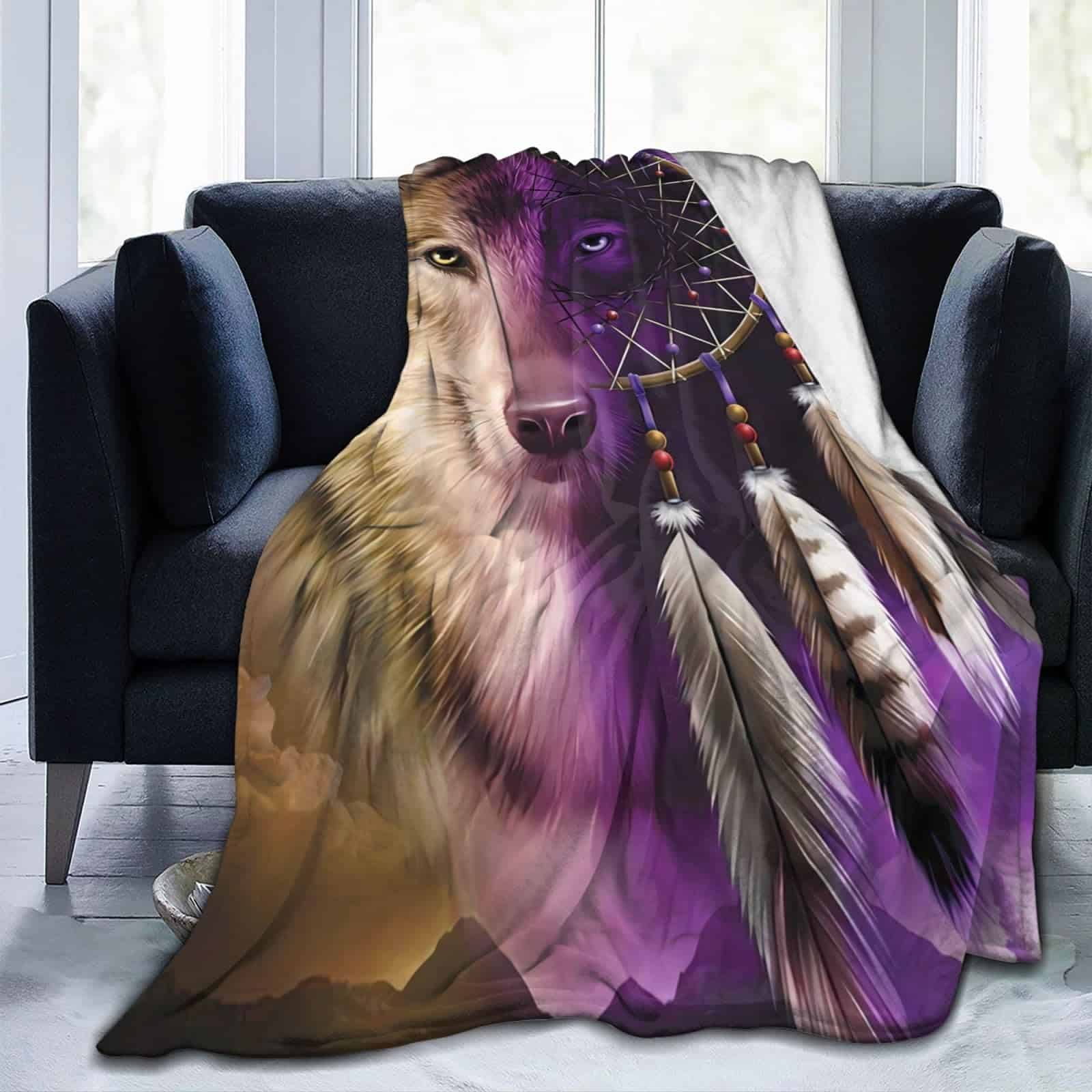 Manta de lobo súper suave y acogedora para sofá cama 60x80