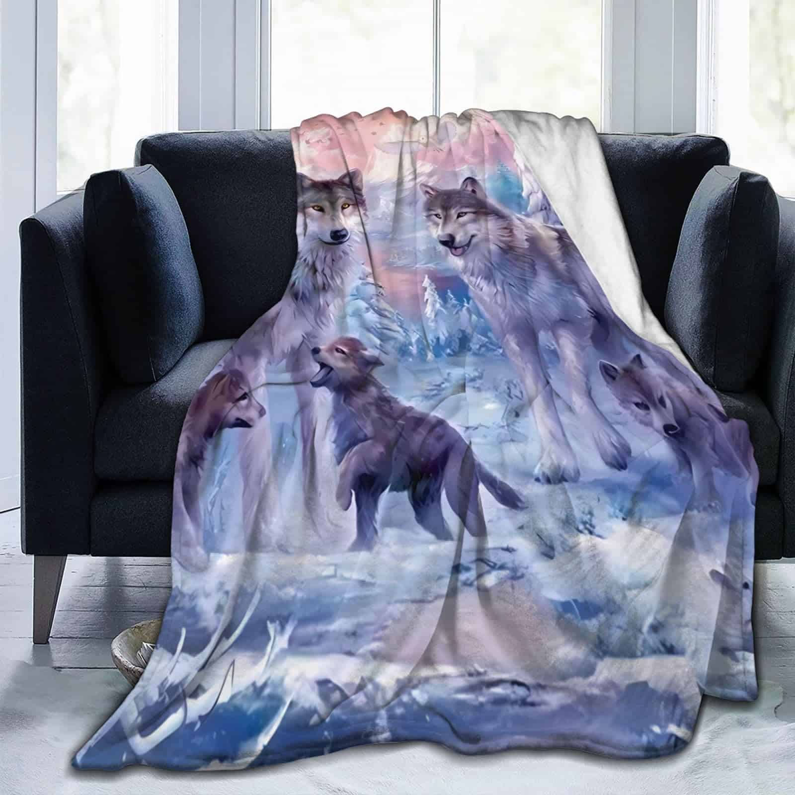 Manta de Franela Lobo Cool Súper Suave y Acogedora 60x80