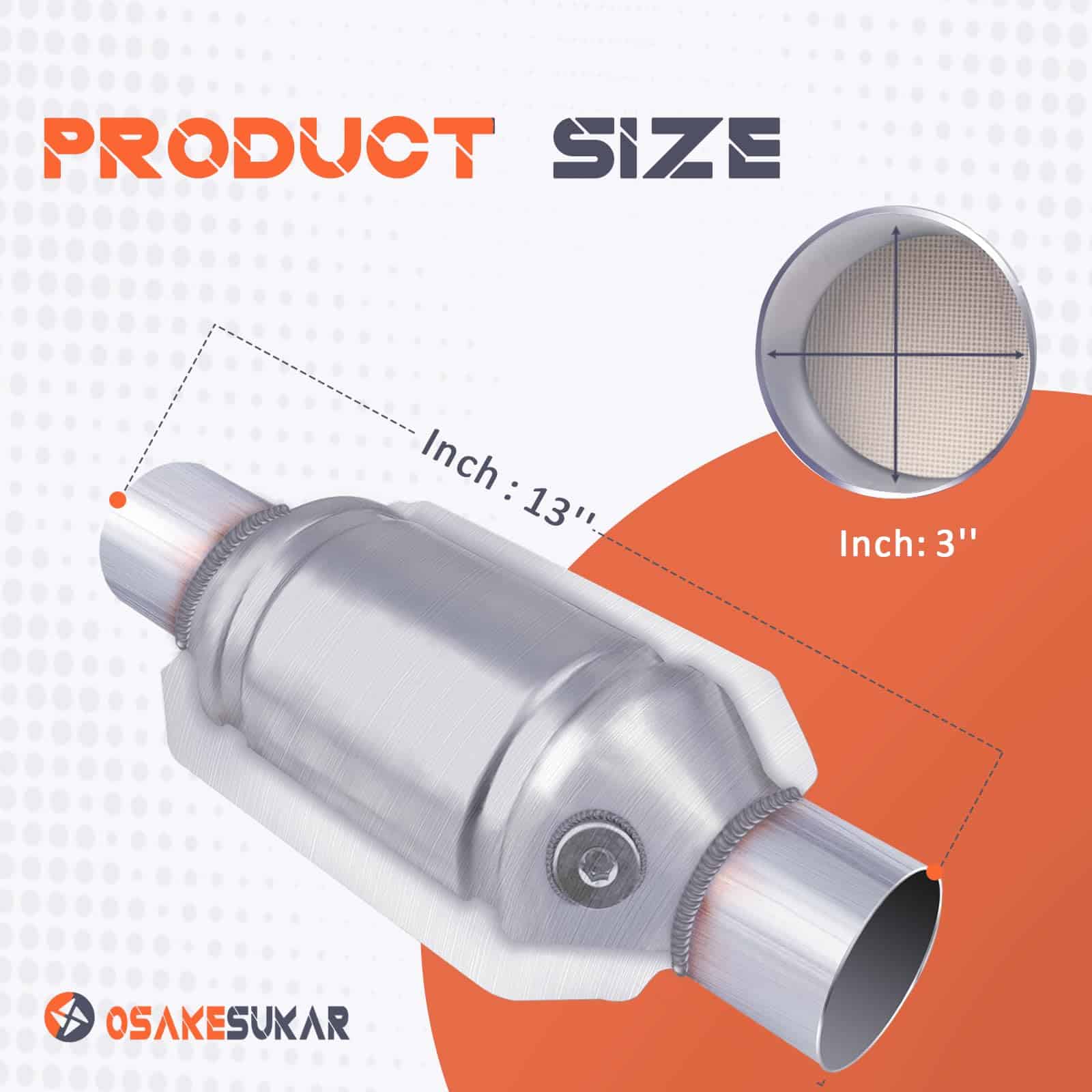 Osakesukar Convertidor Catalítico Universal de 3 Pulgadas - Imagen 4