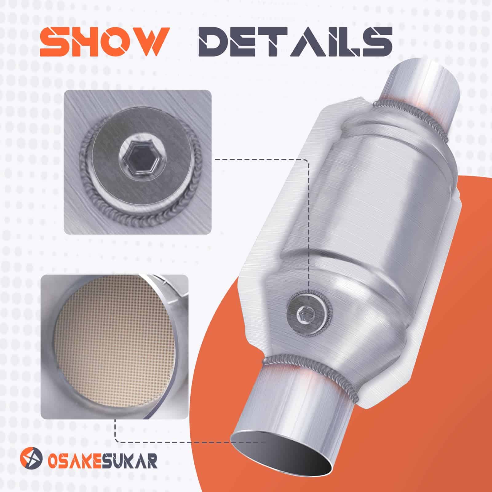 Osakesukar Convertidor Catalítico Universal de 3 Pulgadas - Imagen 5