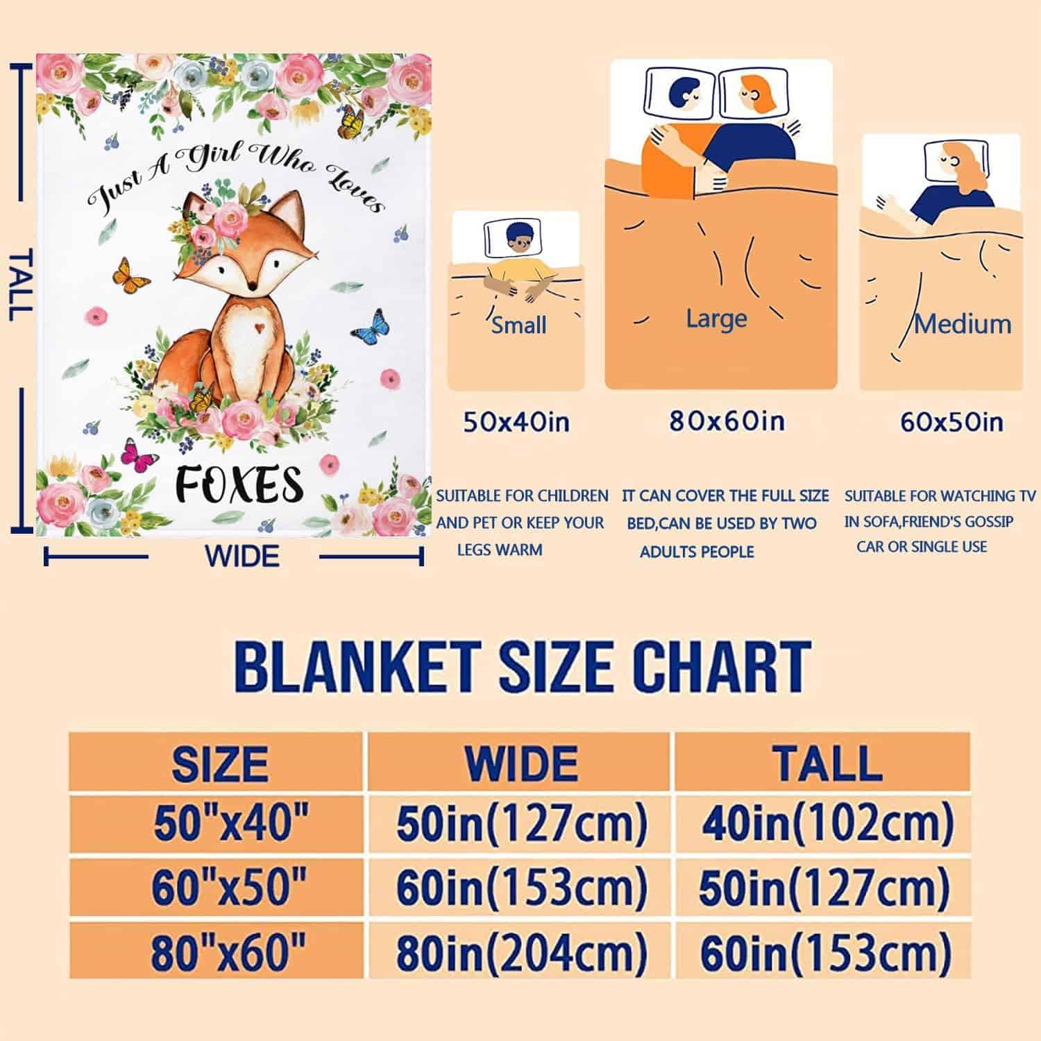 Manta de zorro linda DUMTUTY Solo una niña que ama los - Imagen 8