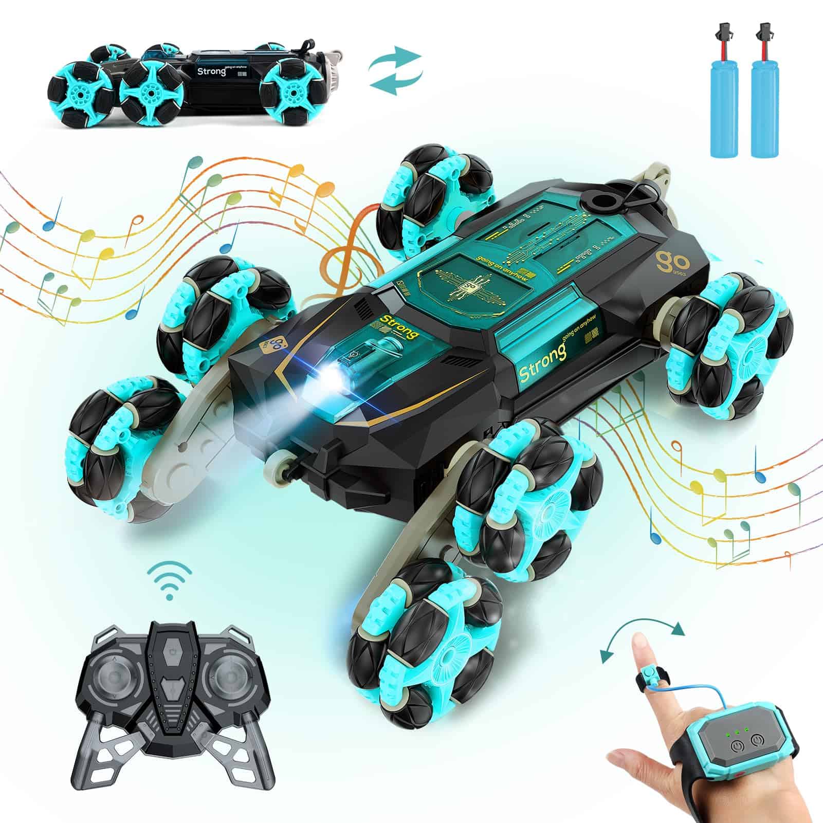 Coche de acrobacias RC con sensor de gestos, luces y