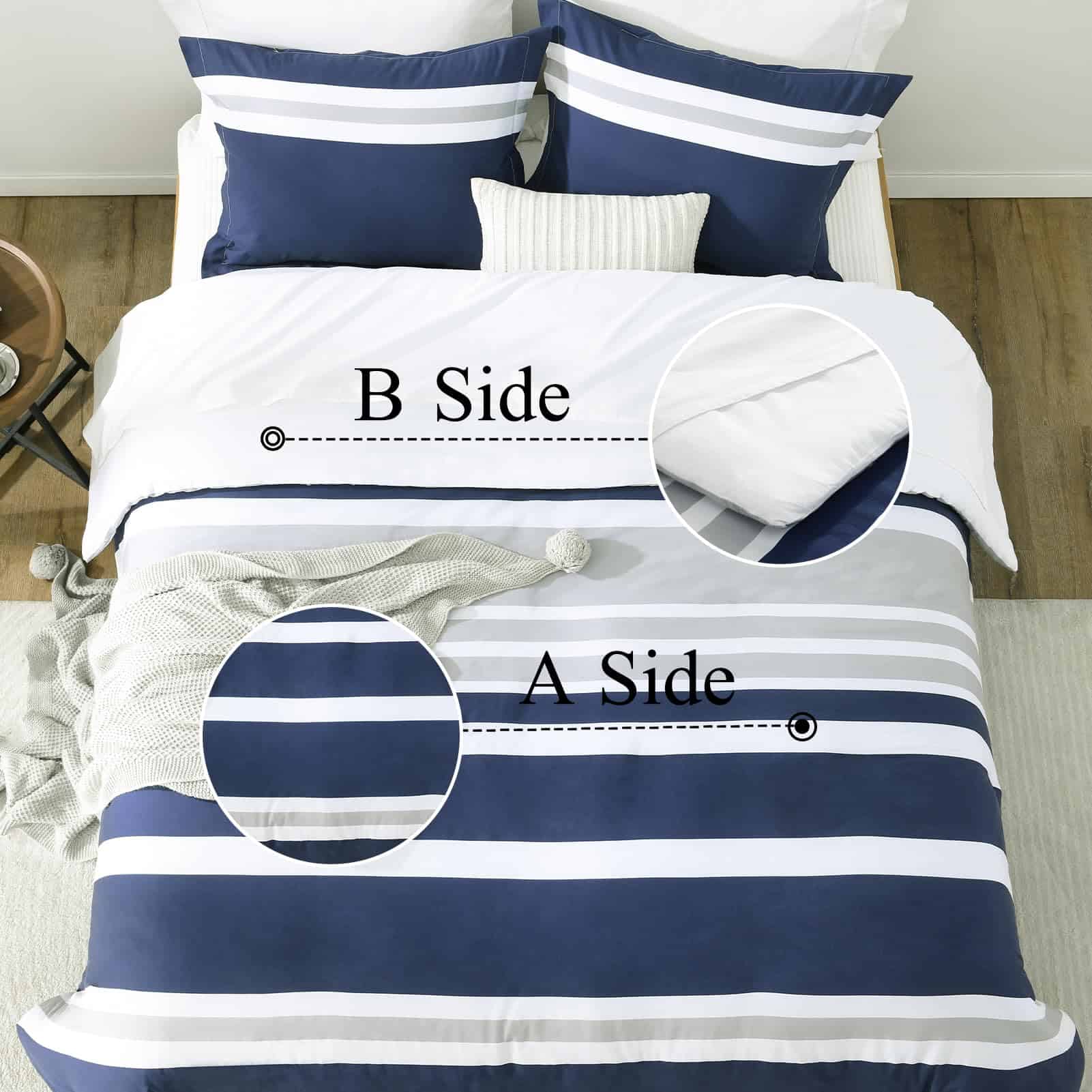 Set de edredón King SahSahCasa, Juego de cama King a rayas - Imagen 6