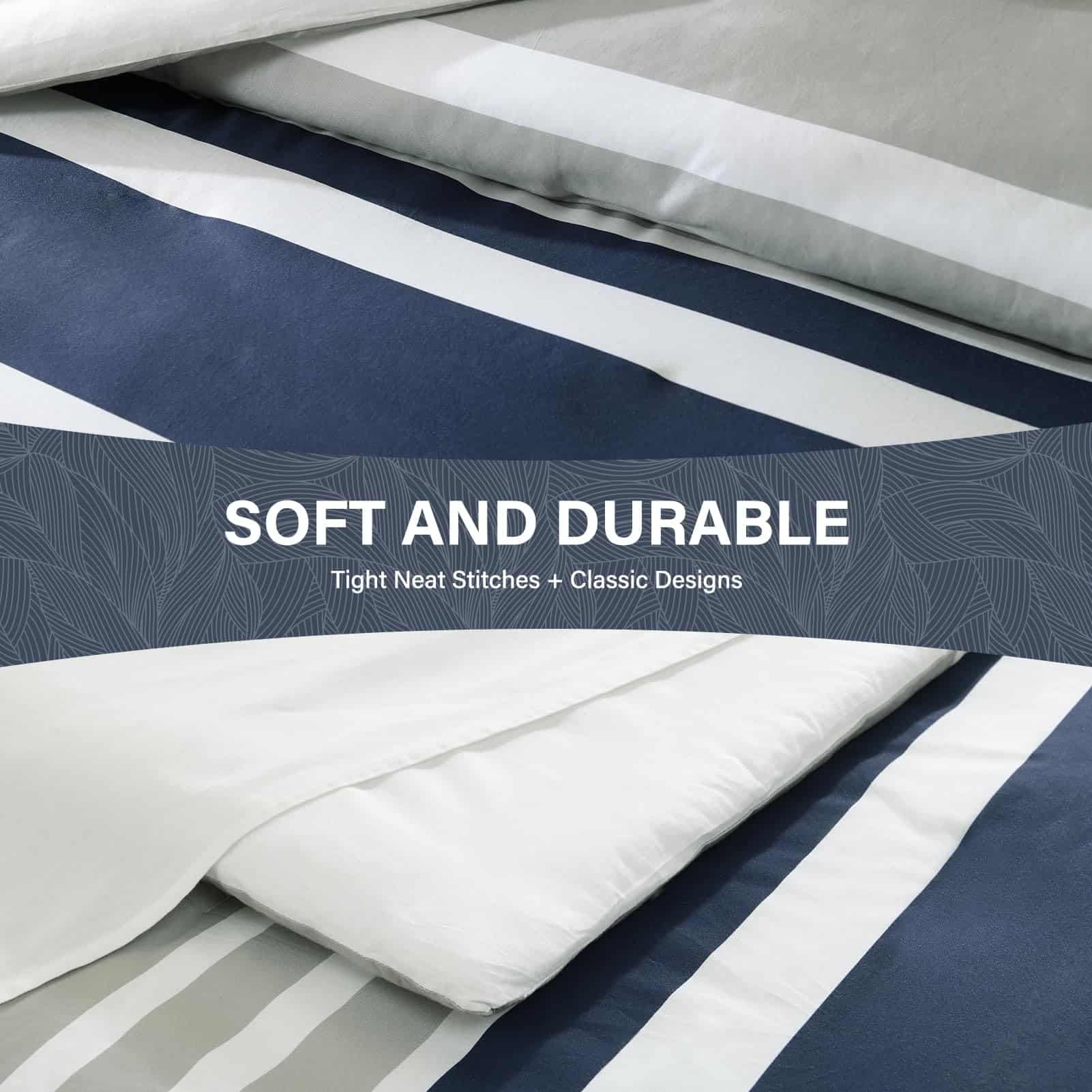 Set de edredón King SahSahCasa, Juego de cama King a rayas - Imagen 8