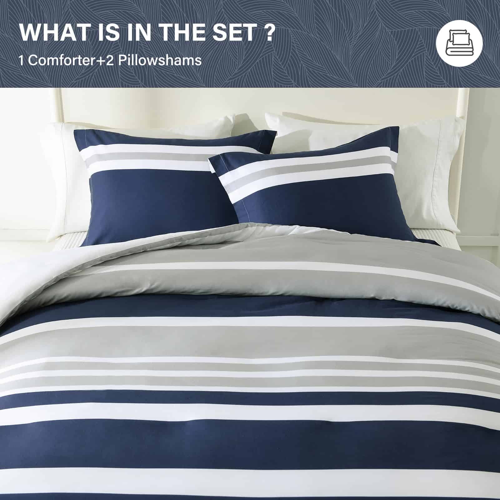 Set de edredón King SahSahCasa, Juego de cama King a rayas - Imagen 7