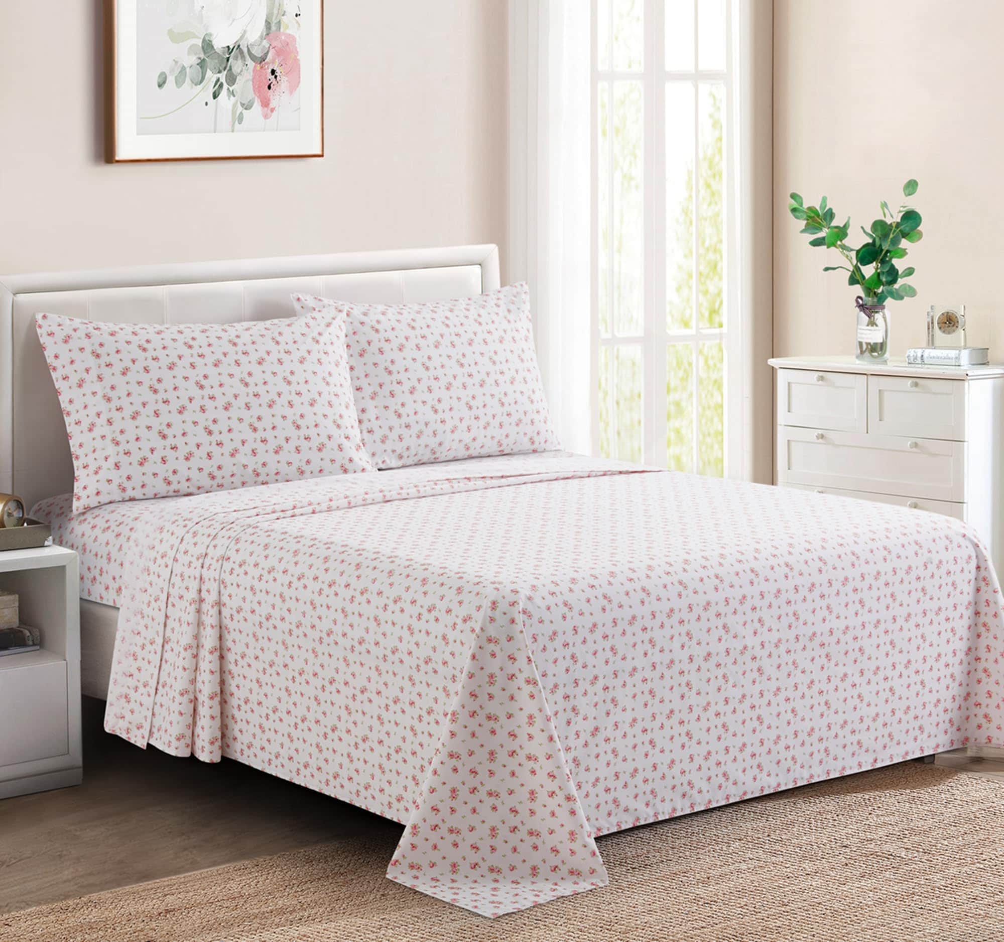 Juego de Sábanas de 3 Piezas con Estampado -Rosa Floral